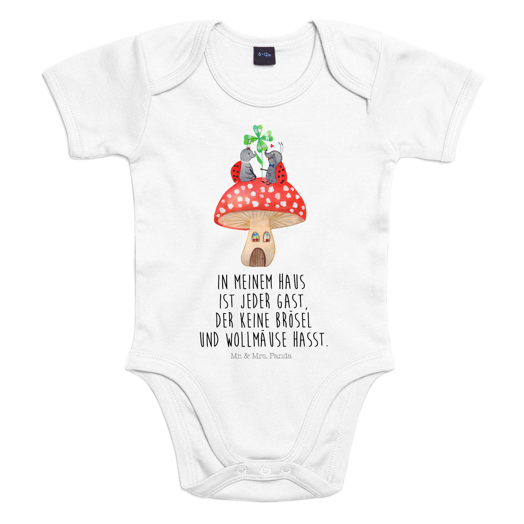 Organic Baby Body Marienkäfer Paar Fliegenpilz Babykleidung, Babystrampler, Strampler, Wickelbody, Baby Erstausstattung, Junge, Mädchen, Tiermotive, Gute Laune, lustige Sprüche, Tiere, Haus, Wohnung, zuhause, Fliegenpilz, Marienkäfer, Fleigenpilzhaus