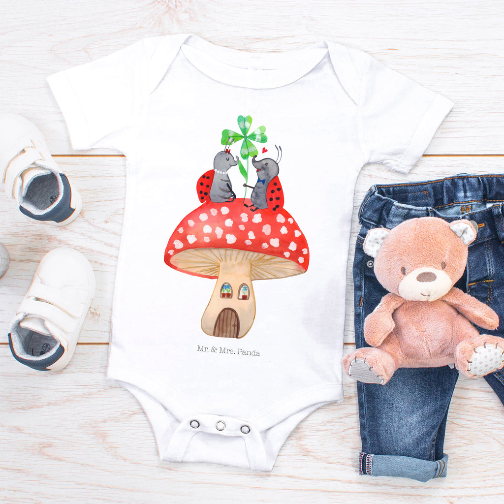 Organic Baby Body Marienkäfer Paar Fliegenpilz Babykleidung, Babystrampler, Strampler, Wickelbody, Baby Erstausstattung, Junge, Mädchen, Tiermotive, Gute Laune, lustige Sprüche, Tiere, Haus, Wohnung, zuhause, Fliegenpilz, Marienkäfer, Fleigenpilzhaus