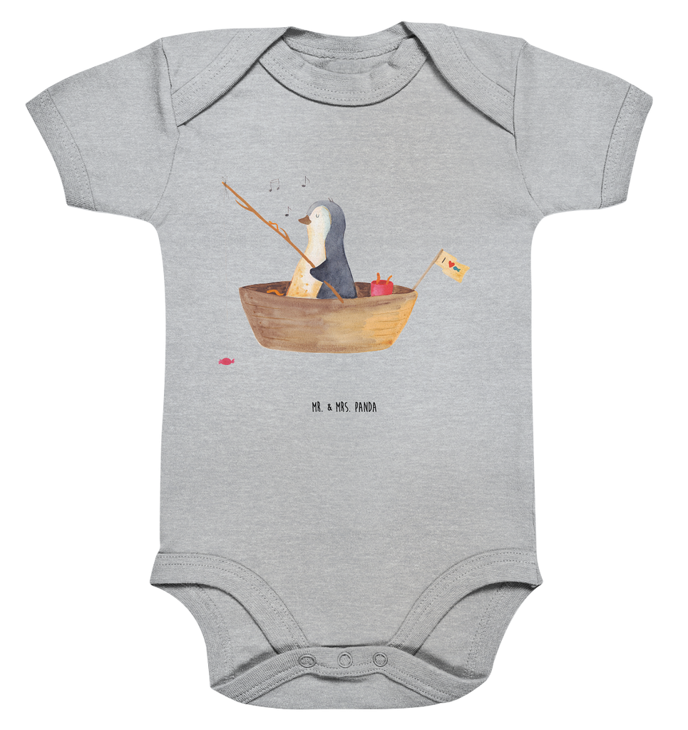 Organic Baby Body Pinguin Angelboot Babykleidung, Babystrampler, Strampler, Wickelbody, Baby Erstausstattung, Junge, Mädchen, Pinguin, Pinguine, Angeln, Boot, Angelboot, Lebenslust, Leben, genießen, Motivation, Neustart, Neuanfang, Trennung, Scheidung, Geschenkidee Liebeskummer