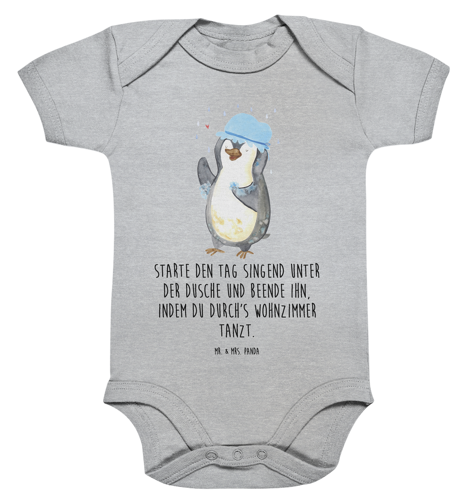 Organic Baby Body Pinguin duscht Babykleidung, Babystrampler, Strampler, Wickelbody, Baby Erstausstattung, Junge, Mädchen, Pinguin, Pinguine, Dusche, duschen, Lebensmotto, Motivation, Neustart, Neuanfang, glücklich sein