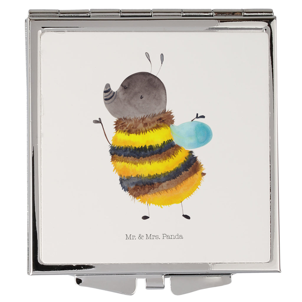 Handtaschenspiegel quadratisch Hummel flauschig Spiegel, Handtasche, Quadrat, silber, schminken, Schminkspiegel, Tiermotive, Gute Laune, lustige Sprüche, Tiere, Hummel, Flauschig, Biene, Blume, Natur
