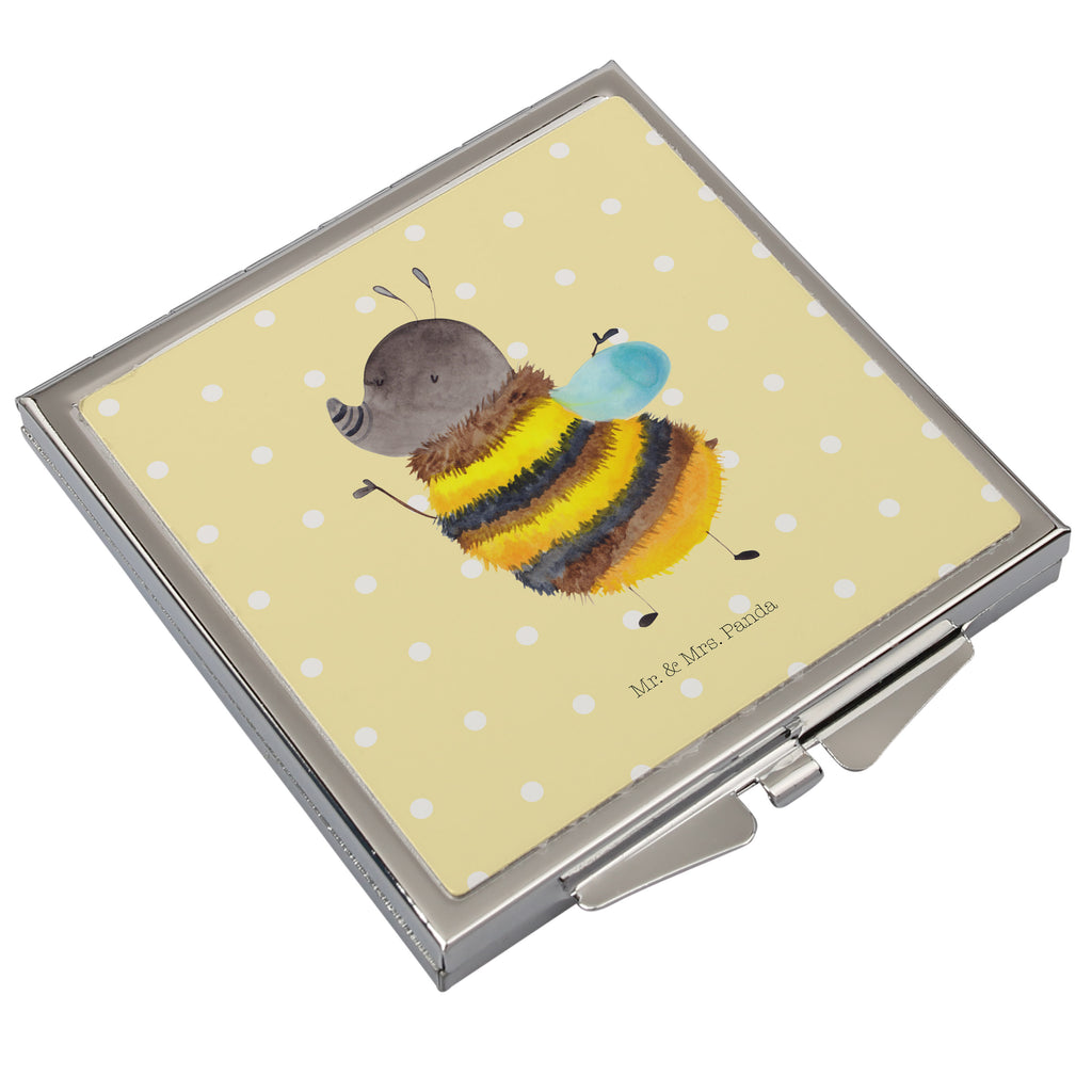 Handtaschenspiegel quadratisch Hummel flauschig Spiegel, Handtasche, Quadrat, silber, schminken, Schminkspiegel, Tiermotive, Gute Laune, lustige Sprüche, Tiere, Hummel, Flauschig, Biene, Blume, Natur