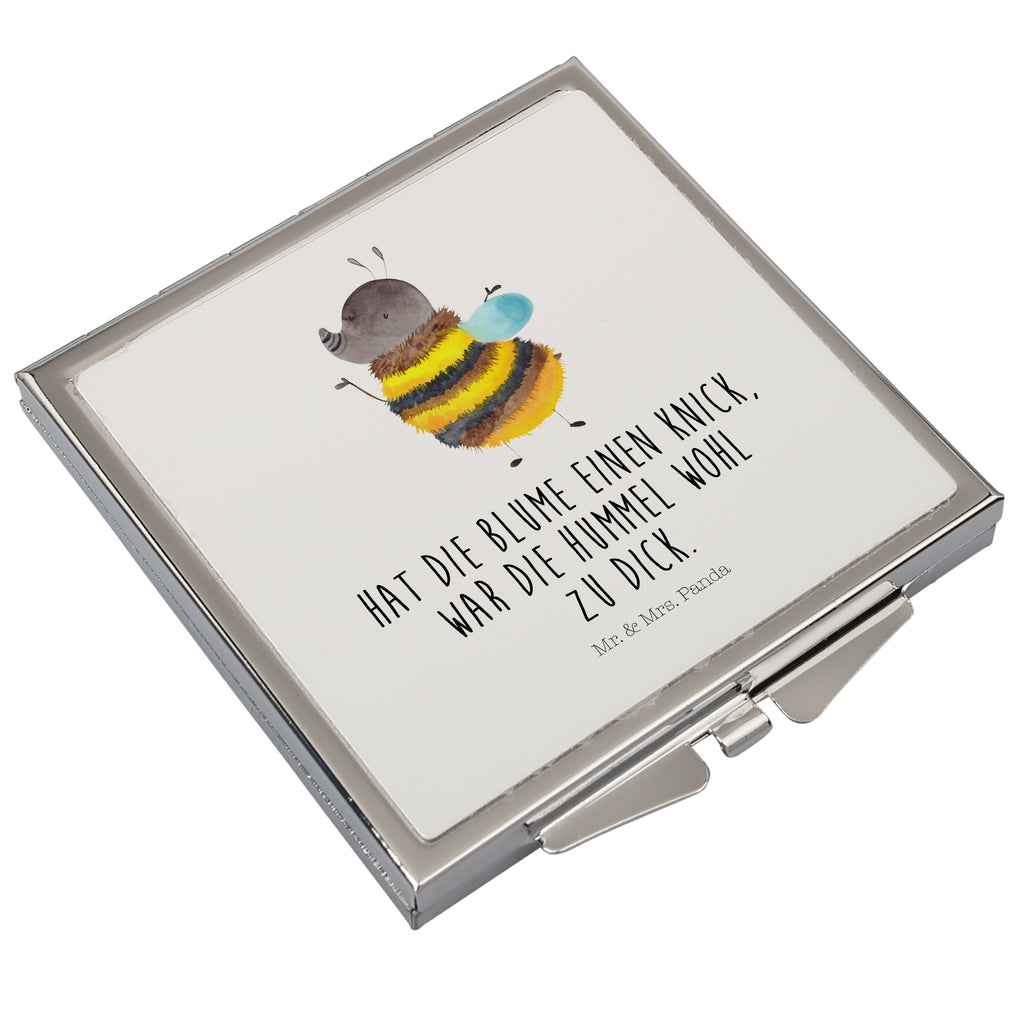 Handtaschenspiegel quadratisch Hummel flauschig Spiegel, Handtasche, Quadrat, silber, schminken, Schminkspiegel, Tiermotive, Gute Laune, lustige Sprüche, Tiere, Hummel, Flauschig, Biene, Blume, Natur