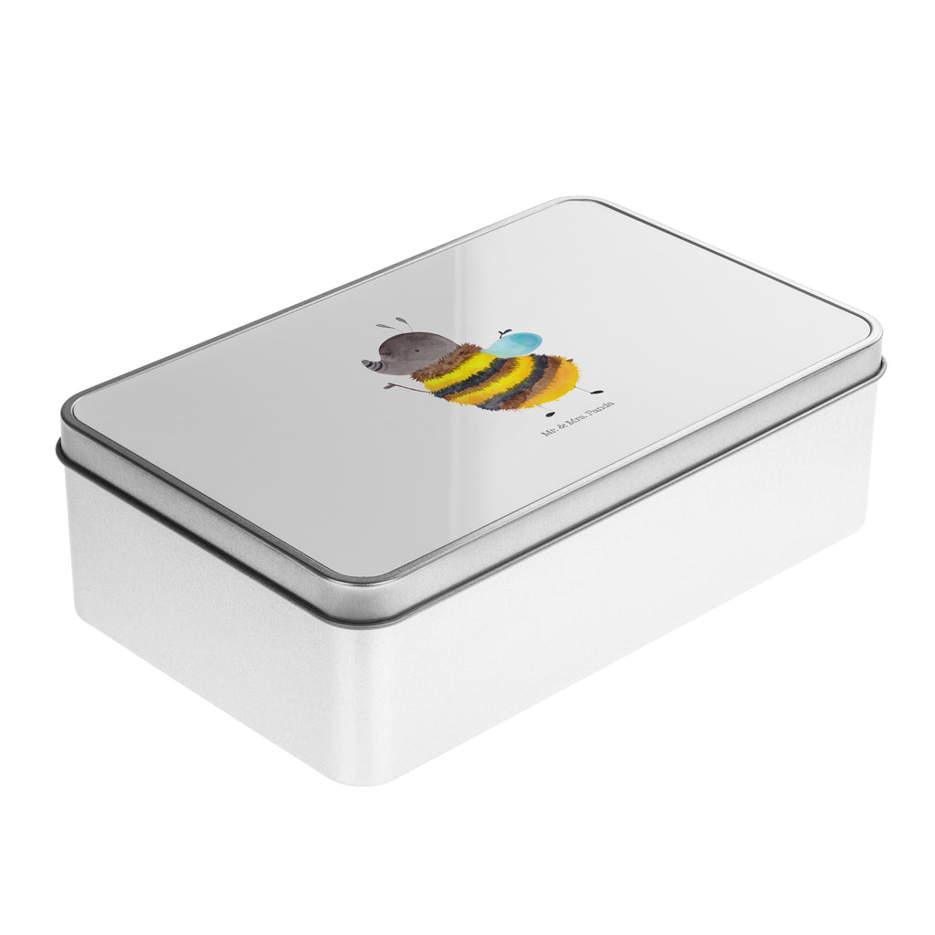 Metalldose rechteckig Hummel flauschig Blechdose, Metalldose, Blechbox, Container, Keksdose, Vorratsdose, Vorratsbox, Döschen, Versperbox, Vesperdose, Aufbewahrungsdose, Aufbewahrungsbox, Aluminiumdose, Dose, Tiermotive, Gute Laune, lustige Sprüche, Tiere, Hummel, Flauschig, Biene, Blume, Natur