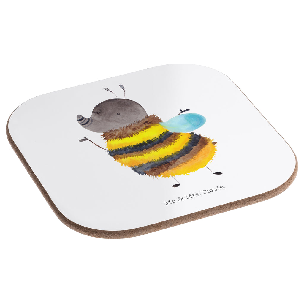 Quadratische Untersetzer Hummel flauschig Bierdeckel, Glasuntersetzer, Untersetzer Gläser, Getränkeuntersetzer, Tiermotive, Gute Laune, lustige Sprüche, Tiere, Hummel, Flauschig, Biene, Blume, Natur