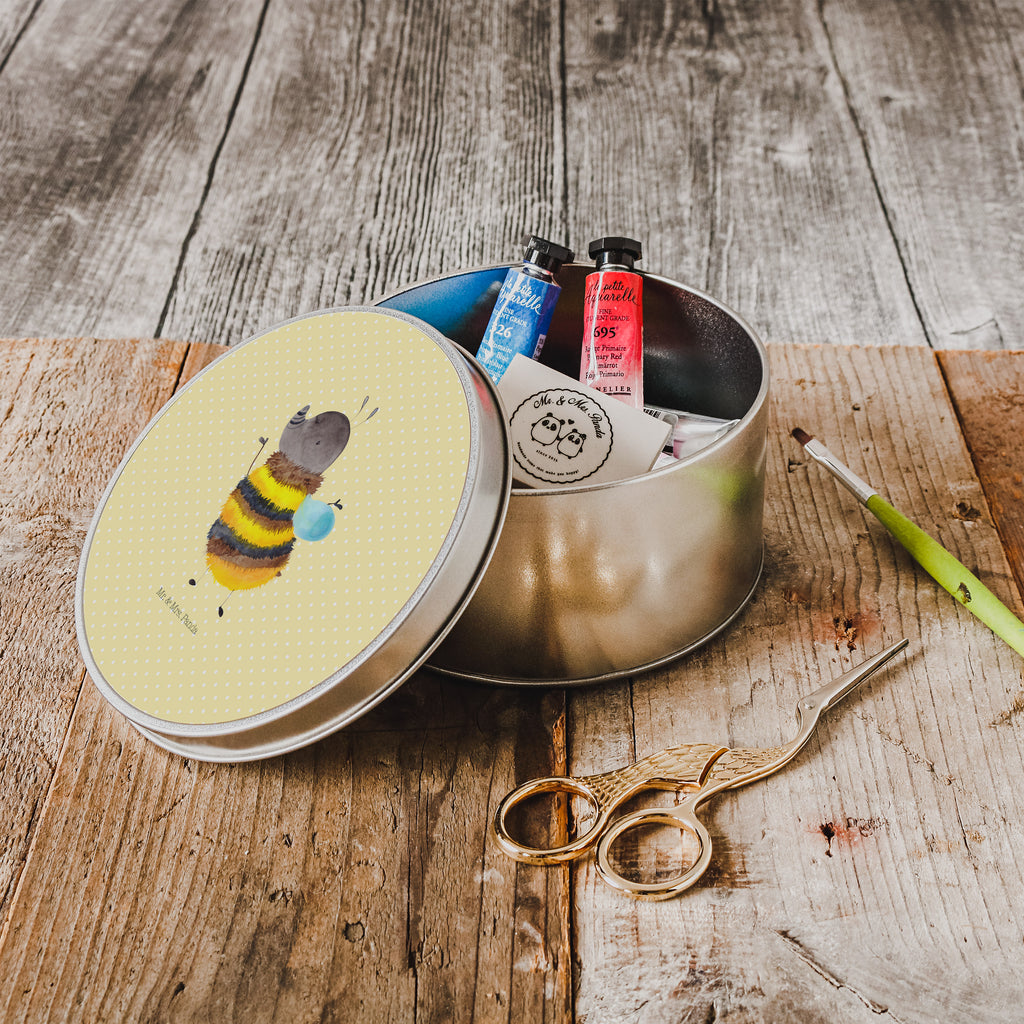 Blechdose rund Hummel flauschig Metalldose, Keksdose, Dose, Vorratsdose, Geschenkbox, Tiermotive, Gute Laune, lustige Sprüche, Tiere, Hummel, Flauschig, Biene, Blume, Natur