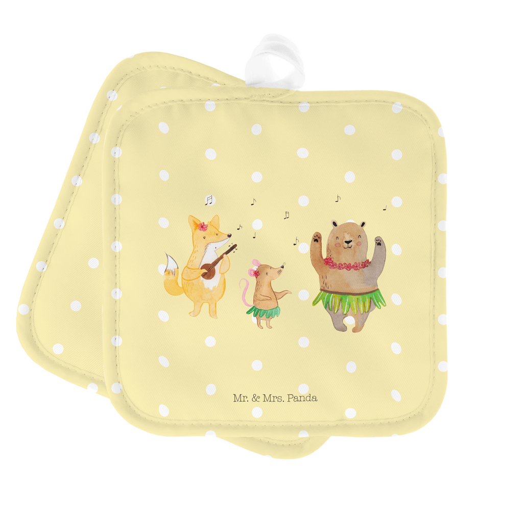 2er Set Topflappen  Waldtiere Aloha Topflappen, Topfuntersetzer, Ofenhandschuh, Topflappen Set, Topflappen lustig, Topflappen mit Spruch, Tiermotive, Gute Laune, lustige Sprüche, Tiere, Wald, Waldtiere, Musik, Aloha, Bär, Hase, Igel, Tanzen, Leben, Lachen