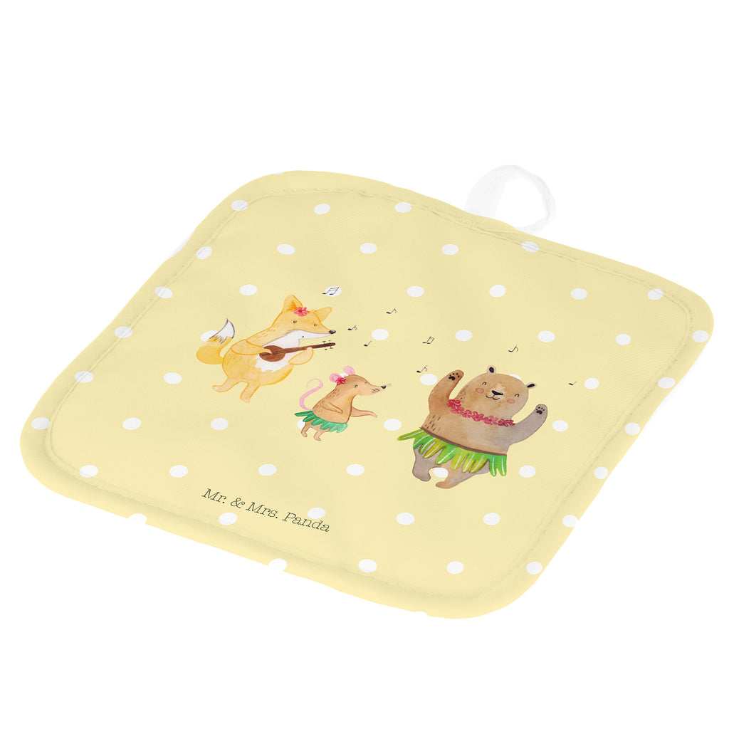 2er Set Topflappen  Waldtiere Aloha Topflappen, Topfuntersetzer, Ofenhandschuh, Topflappen Set, Topflappen lustig, Topflappen mit Spruch, Tiermotive, Gute Laune, lustige Sprüche, Tiere, Wald, Waldtiere, Musik, Aloha, Bär, Hase, Igel, Tanzen, Leben, Lachen