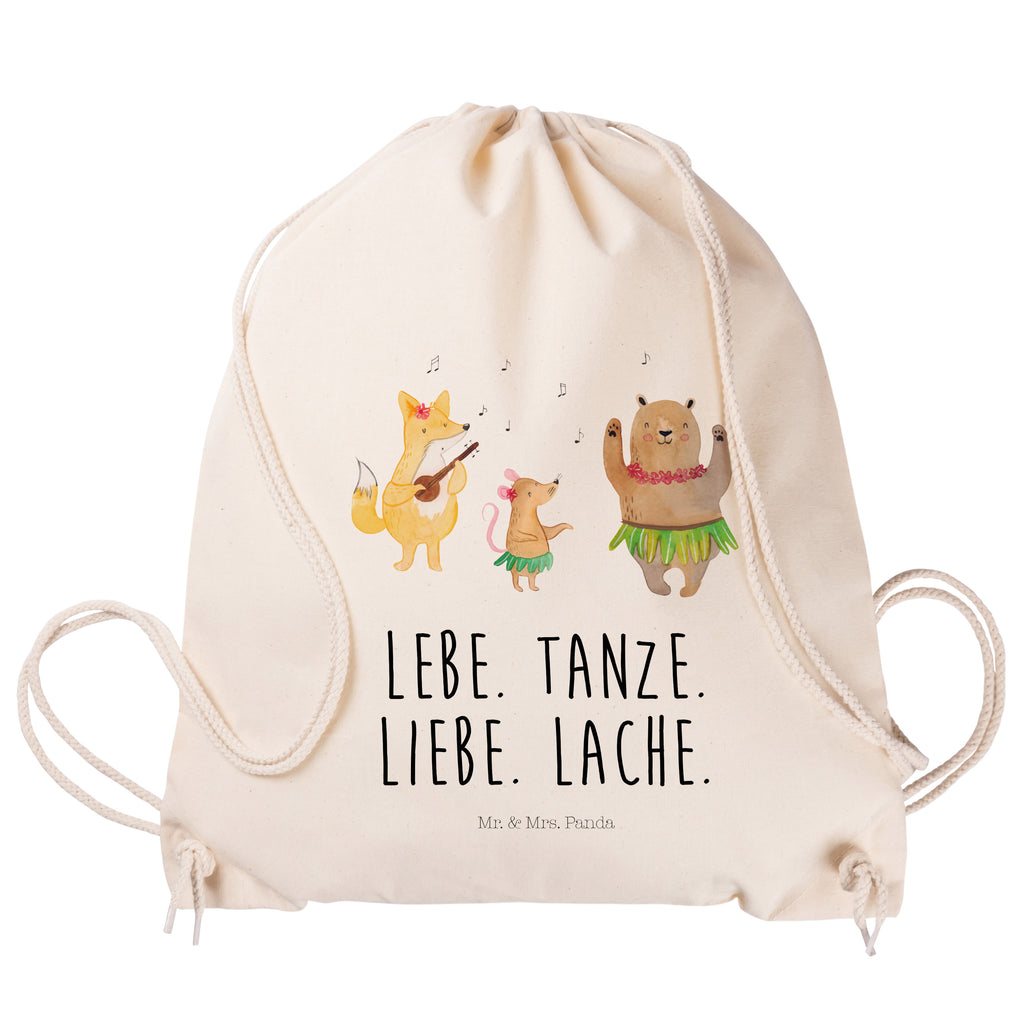 Sportbeutel Waldtiere Aloha Turnbeutel, Beutel, Sporttasche, Tasche, Stoffbeutel, Tiermotive, Gute Laune, lustige Sprüche, Tiere, Wald, Waldtiere, Musik, Aloha, Bär, Hase, Igel, Tanzen, Leben, Lachen