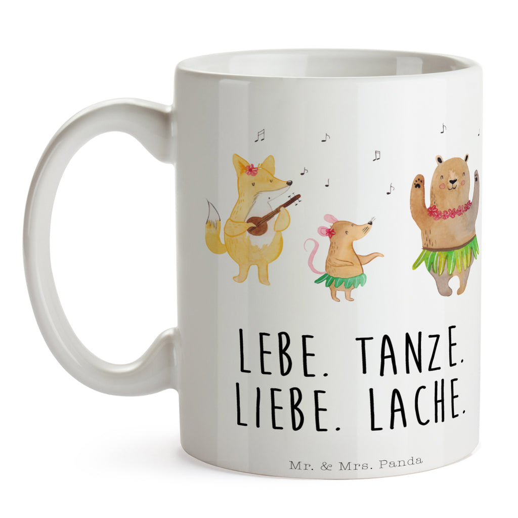 Tasse Waldtiere Aloha Wald, Waldtiere, Musik, Aloha, Bär, Hase, Igel, Tanzen, Leben, Lachen Becher, Kaffeetasse, Kaffeebecher, Tee, Frühstück, Büro  süße Tiermotive, gute Laune, lustige Sprüche, Tiere
