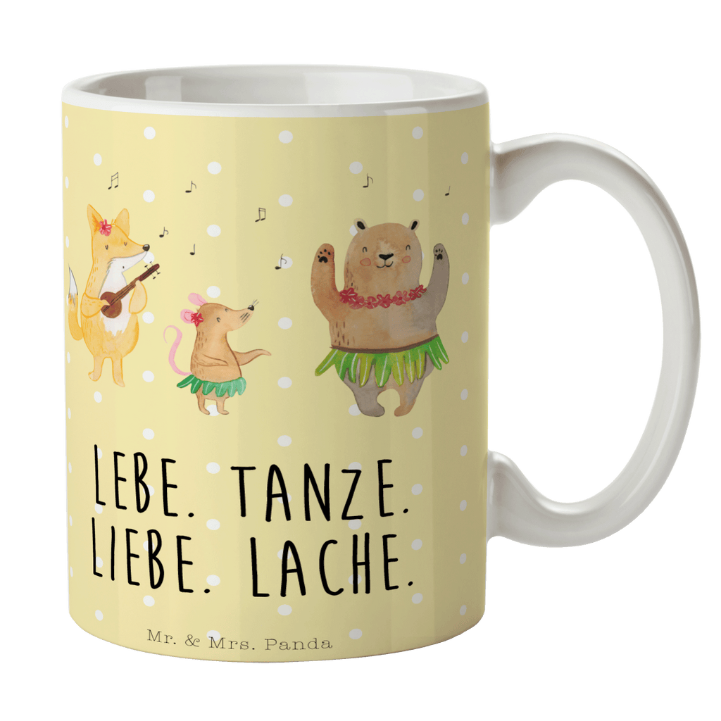 Tasse Waldtiere Aloha Wald, Waldtiere, Musik, Aloha, Bär, Hase, Igel, Tanzen, Leben, Lachen Becher, Kaffeetasse, Kaffeebecher, Tee, Frühstück, Büro  süße Tiermotive, gute Laune, lustige Sprüche, Tiere