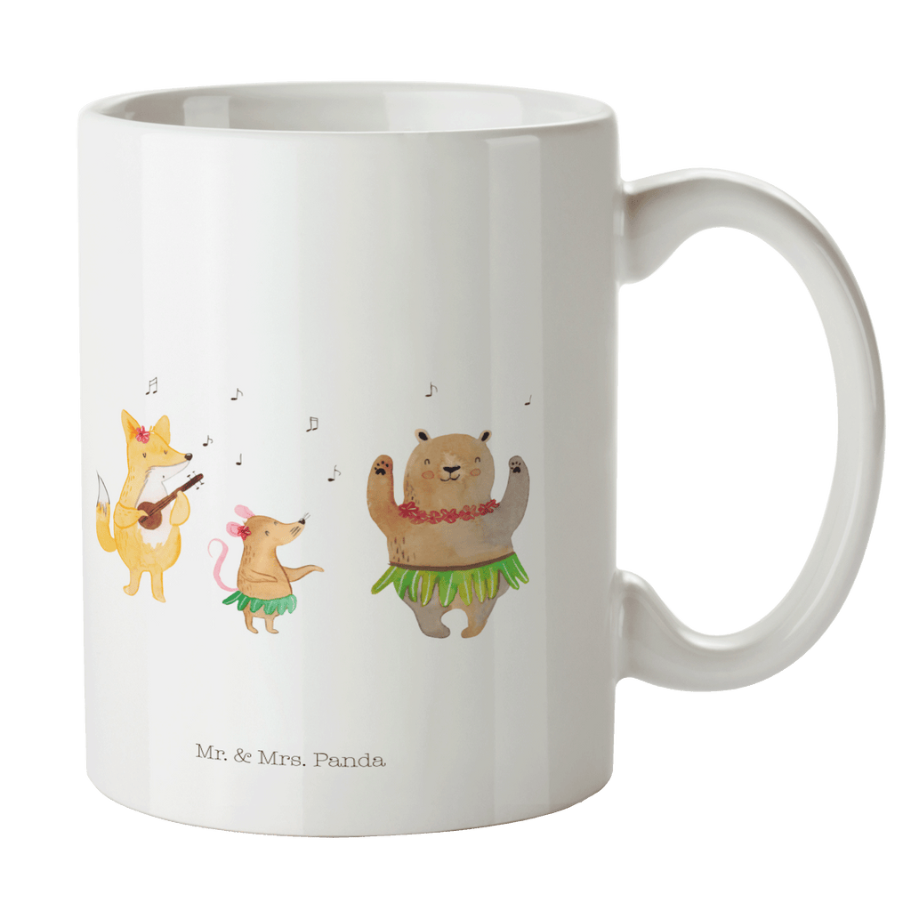 Tasse Waldtiere Aloha Wald, Waldtiere, Musik, Aloha, Bär, Hase, Igel, Tanzen, Leben, Lachen Becher, Kaffeetasse, Kaffeebecher, Tee, Frühstück, Büro  süße Tiermotive, gute Laune, lustige Sprüche, Tiere