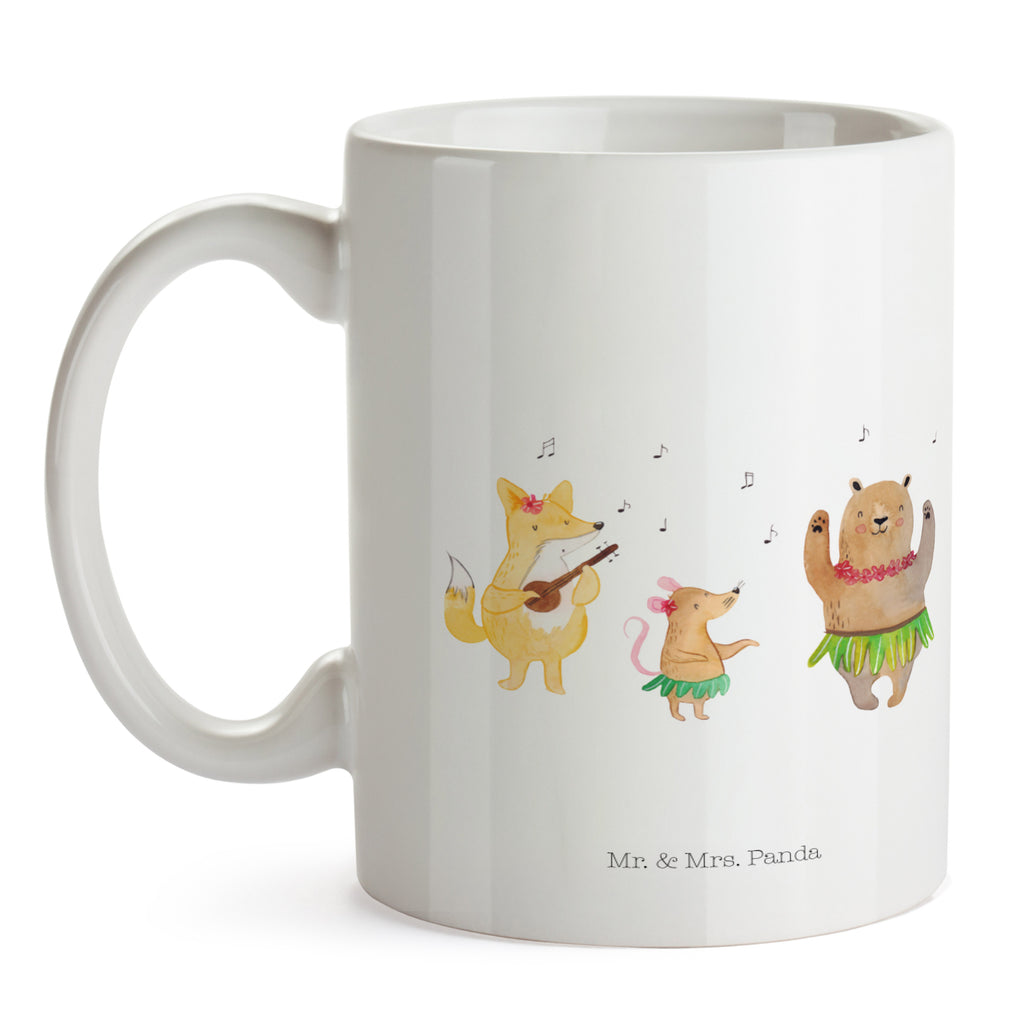 Tasse Waldtiere Aloha Wald, Waldtiere, Musik, Aloha, Bär, Hase, Igel, Tanzen, Leben, Lachen Becher, Kaffeetasse, Kaffeebecher, Tee, Frühstück, Büro  süße Tiermotive, gute Laune, lustige Sprüche, Tiere