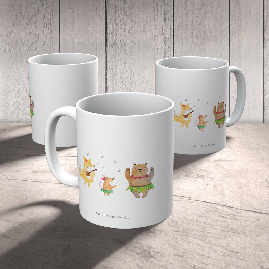 Tasse Waldtiere Aloha Wald, Waldtiere, Musik, Aloha, Bär, Hase, Igel, Tanzen, Leben, Lachen Becher, Kaffeetasse, Kaffeebecher, Tee, Frühstück, Büro  süße Tiermotive, gute Laune, lustige Sprüche, Tiere