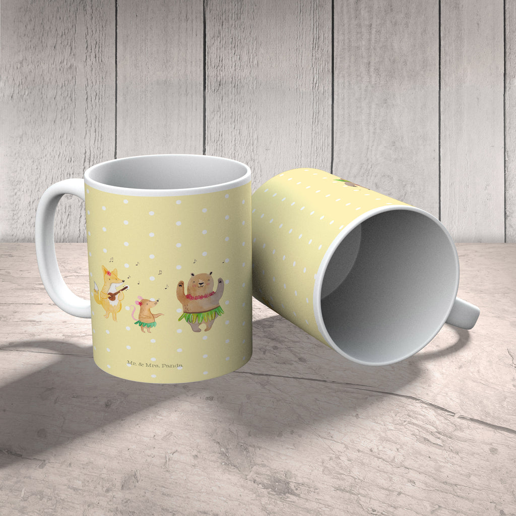 Tasse Waldtiere Aloha Wald, Waldtiere, Musik, Aloha, Bär, Hase, Igel, Tanzen, Leben, Lachen Becher, Kaffeetasse, Kaffeebecher, Tee, Frühstück, Büro  süße Tiermotive, gute Laune, lustige Sprüche, Tiere