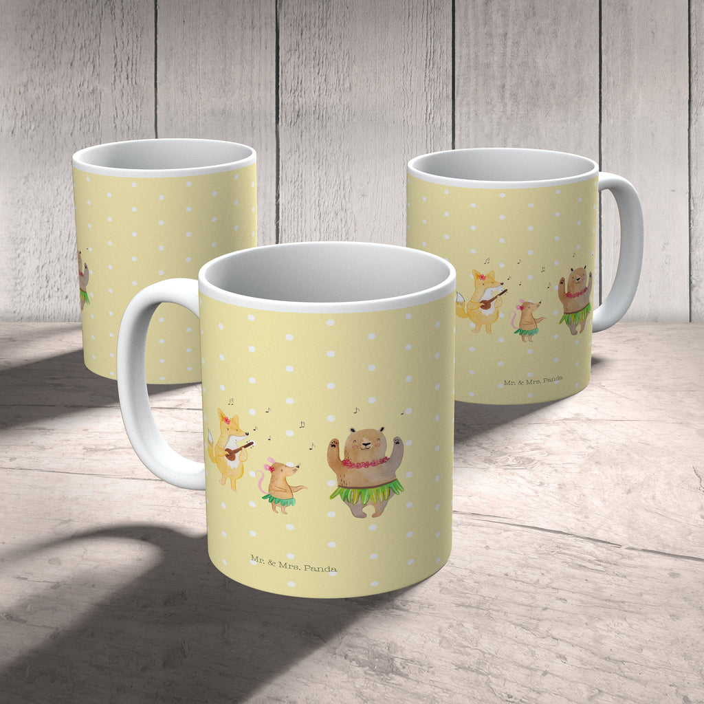 Tasse Waldtiere Aloha Wald, Waldtiere, Musik, Aloha, Bär, Hase, Igel, Tanzen, Leben, Lachen Becher, Kaffeetasse, Kaffeebecher, Tee, Frühstück, Büro  süße Tiermotive, gute Laune, lustige Sprüche, Tiere