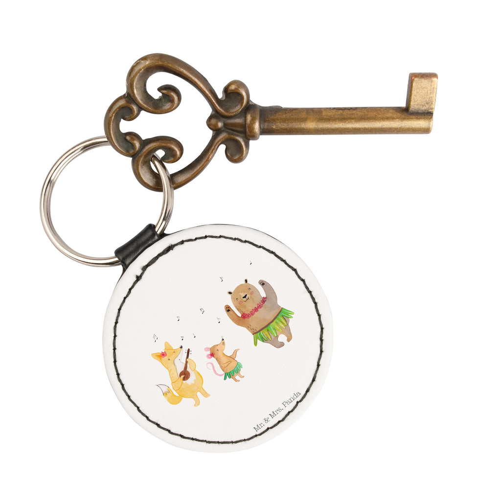 Rund Schlüsselanhänger Waldtiere Aloha Schlüsselanhänger, Anhänger, Taschenanhänger, Glücksbringer, Schutzengel, Tiermotive, Gute Laune, lustige Sprüche, Tiere, Wald, Waldtiere, Musik, Aloha, Bär, Hase, Igel, Tanzen, Leben, Lachen