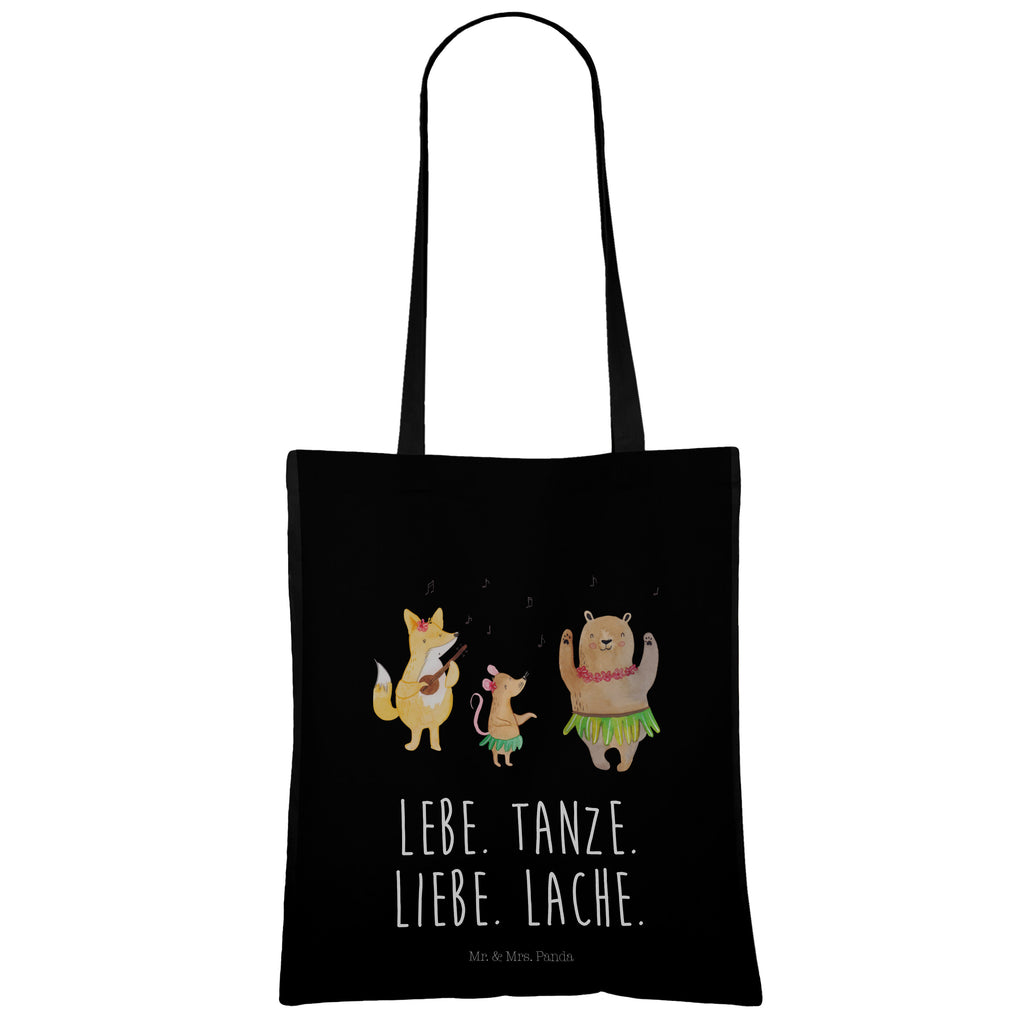Tragetasche Waldtiere Aloha Beuteltasche, Beutel, Einkaufstasche, Jutebeutel, Stoffbeutel, Tiermotive, Gute Laune, lustige Sprüche, Tiere, Wald, Waldtiere, Musik, Aloha, Bär, Hase, Igel, Tanzen, Leben, Lachen