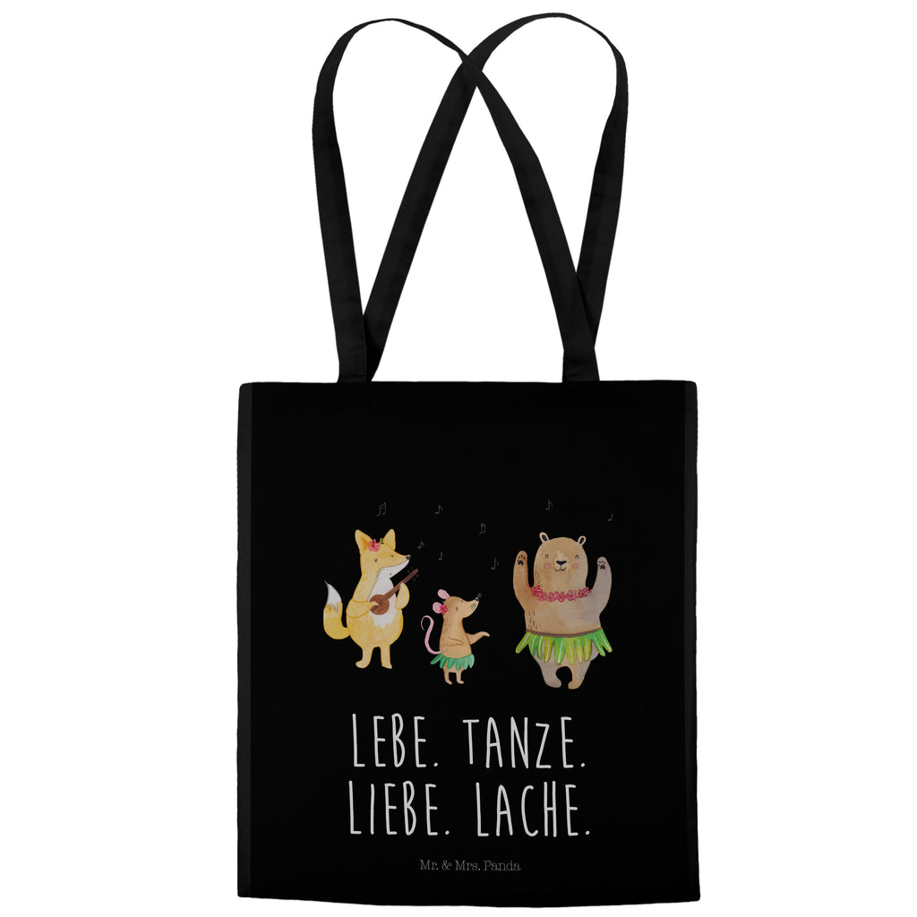 Tragetasche Waldtiere Aloha Beuteltasche, Beutel, Einkaufstasche, Jutebeutel, Stoffbeutel, Tiermotive, Gute Laune, lustige Sprüche, Tiere, Wald, Waldtiere, Musik, Aloha, Bär, Hase, Igel, Tanzen, Leben, Lachen