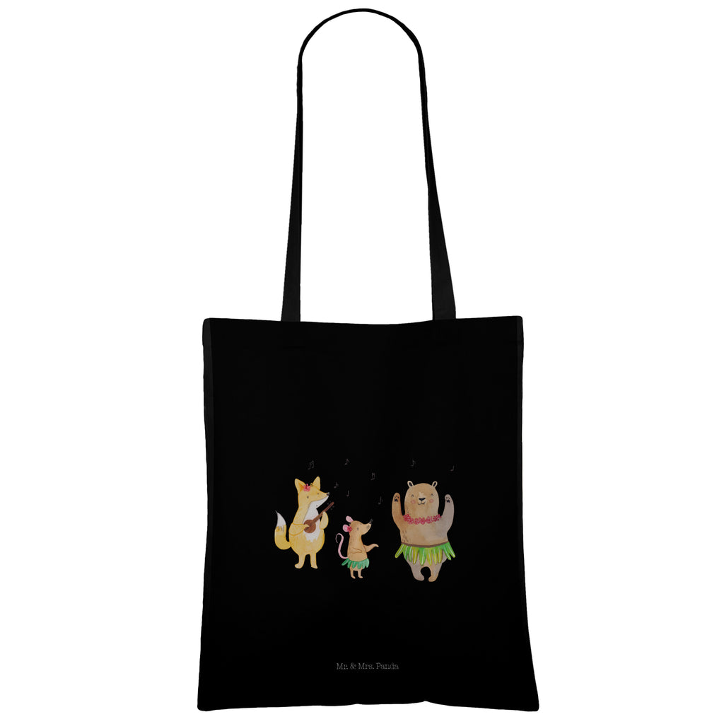 Tragetasche Waldtiere Aloha Beuteltasche, Beutel, Einkaufstasche, Jutebeutel, Stoffbeutel, Tiermotive, Gute Laune, lustige Sprüche, Tiere, Wald, Waldtiere, Musik, Aloha, Bär, Hase, Igel, Tanzen, Leben, Lachen