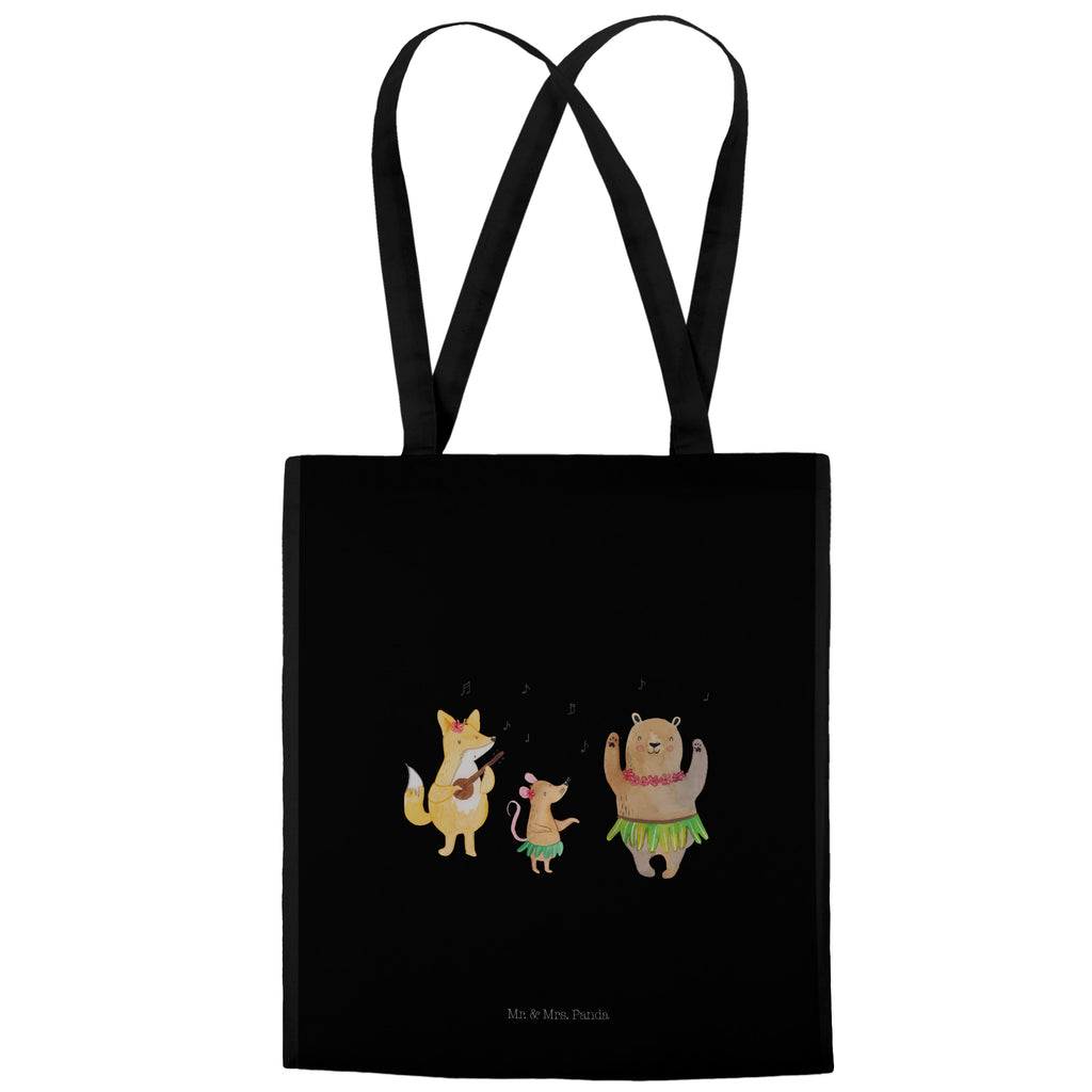 Tragetasche Waldtiere Aloha Beuteltasche, Beutel, Einkaufstasche, Jutebeutel, Stoffbeutel, Tiermotive, Gute Laune, lustige Sprüche, Tiere, Wald, Waldtiere, Musik, Aloha, Bär, Hase, Igel, Tanzen, Leben, Lachen