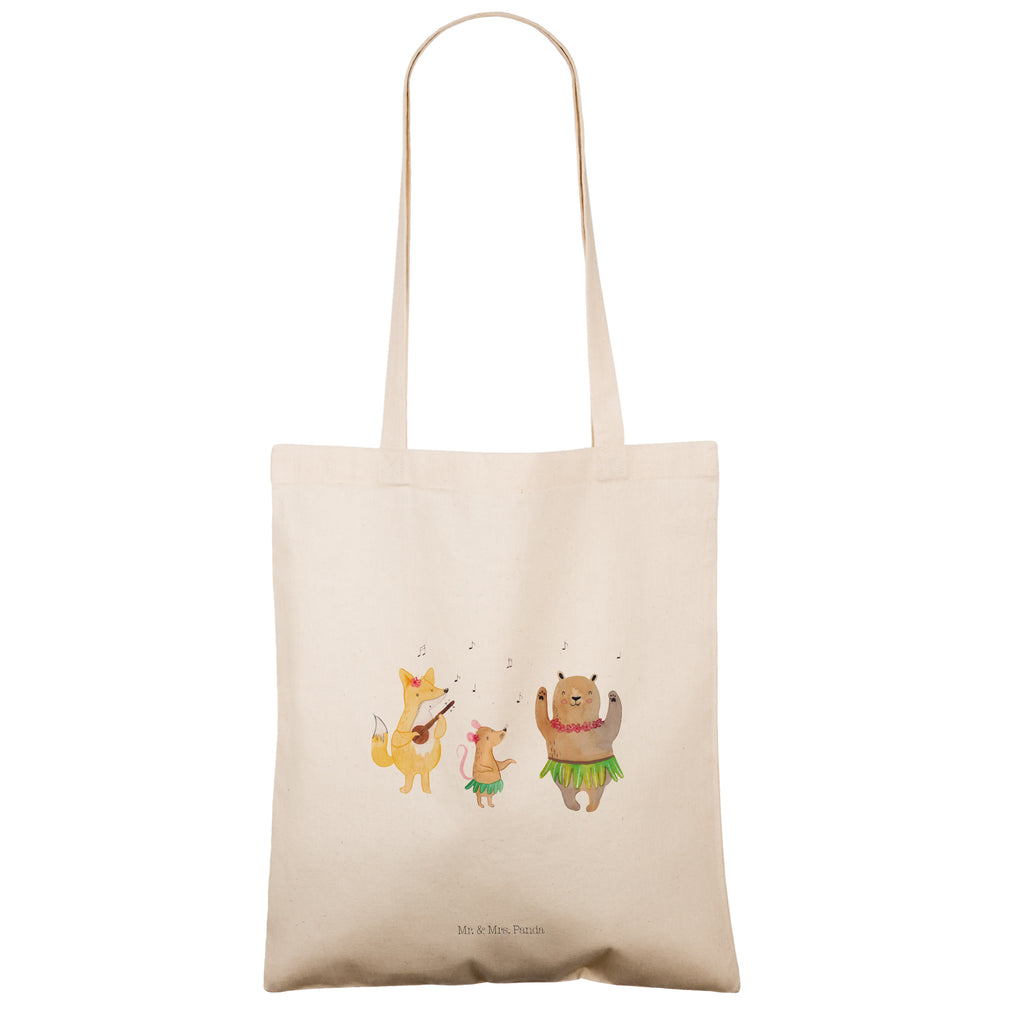 Tragetasche Waldtiere Aloha Beuteltasche, Beutel, Einkaufstasche, Jutebeutel, Stoffbeutel, Tiermotive, Gute Laune, lustige Sprüche, Tiere, Wald, Waldtiere, Musik, Aloha, Bär, Hase, Igel, Tanzen, Leben, Lachen