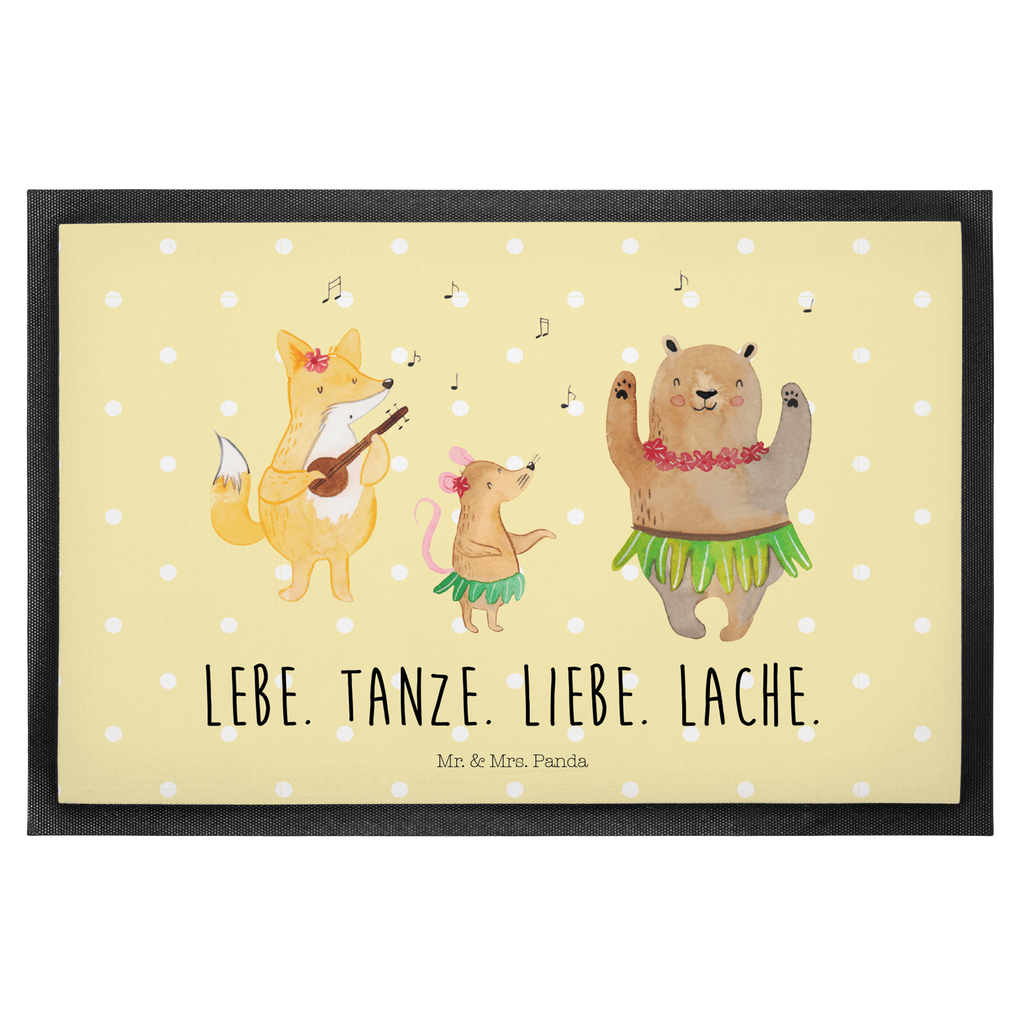 Fußmatte Waldtiere Aloha Wald, Waldtiere, Musik, Aloha, Bär, Hase, Igel, Tanzen, Leben, Lachen Türvorleger, Schmutzmatte, Fußabtreter, Matte, Schmutzfänger, Fußabstreifer, Schmutzfangmatte, Türmatte, Motivfußmatte,  Haustürmatte, Vorleger  süße Tiermotive, gute Laune, lustige Sprüche, Tiere