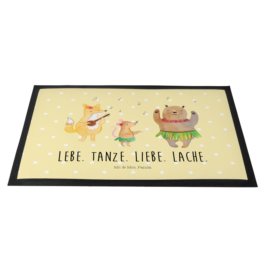 Fußmatte Waldtiere Aloha Wald, Waldtiere, Musik, Aloha, Bär, Hase, Igel, Tanzen, Leben, Lachen Türvorleger, Schmutzmatte, Fußabtreter, Matte, Schmutzfänger, Fußabstreifer, Schmutzfangmatte, Türmatte, Motivfußmatte,  Haustürmatte, Vorleger  süße Tiermotive, gute Laune, lustige Sprüche, Tiere
