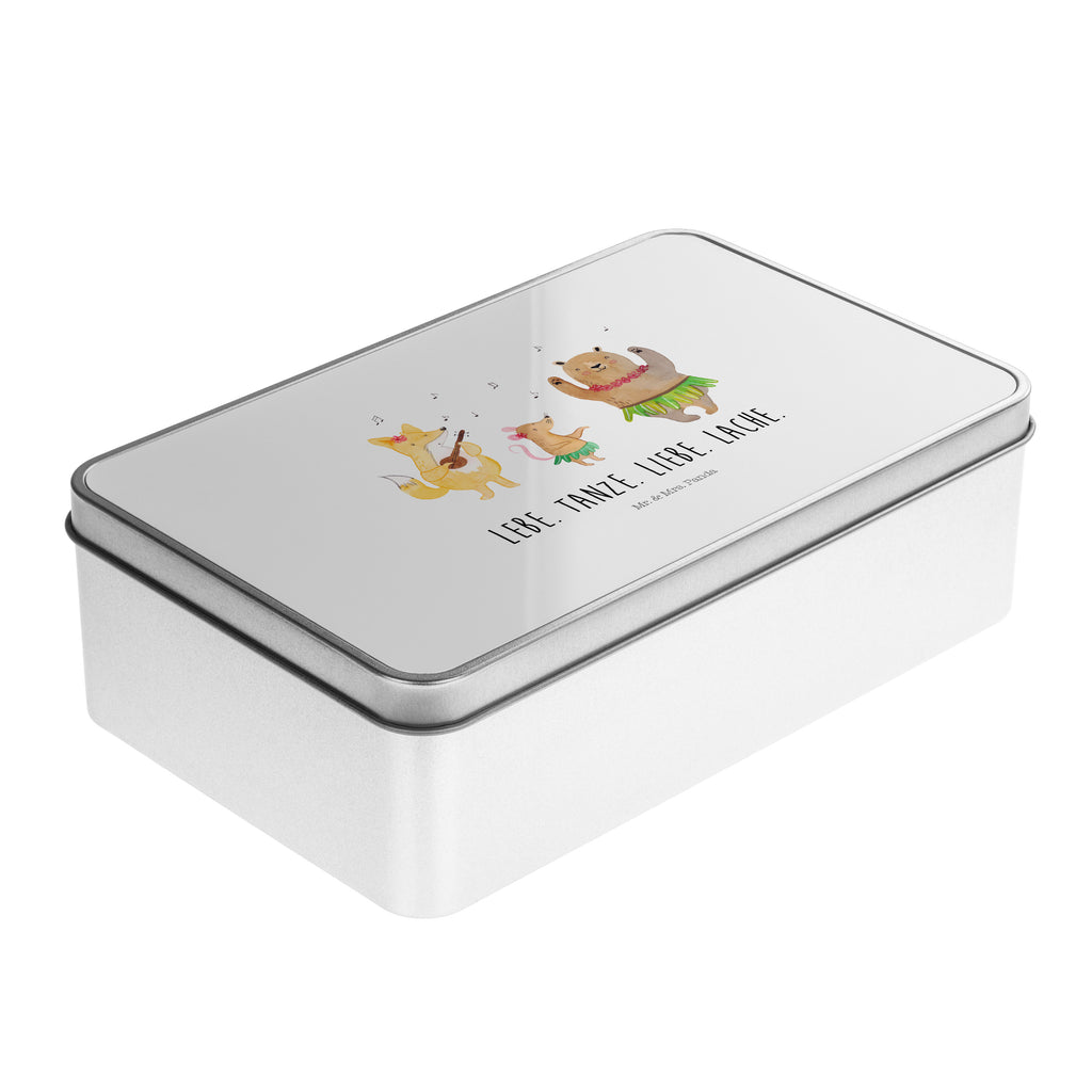 Metalldose rechteckig Waldtiere Aloha Blechdose, Metalldose, Blechbox, Container, Keksdose, Vorratsdose, Vorratsbox, Döschen, Versperbox, Vesperdose, Aufbewahrungsdose, Aufbewahrungsbox, Aluminiumdose, Dose, Tiermotive, Gute Laune, lustige Sprüche, Tiere, Wald, Waldtiere, Musik, Aloha, Bär, Hase, Igel, Tanzen, Leben, Lachen