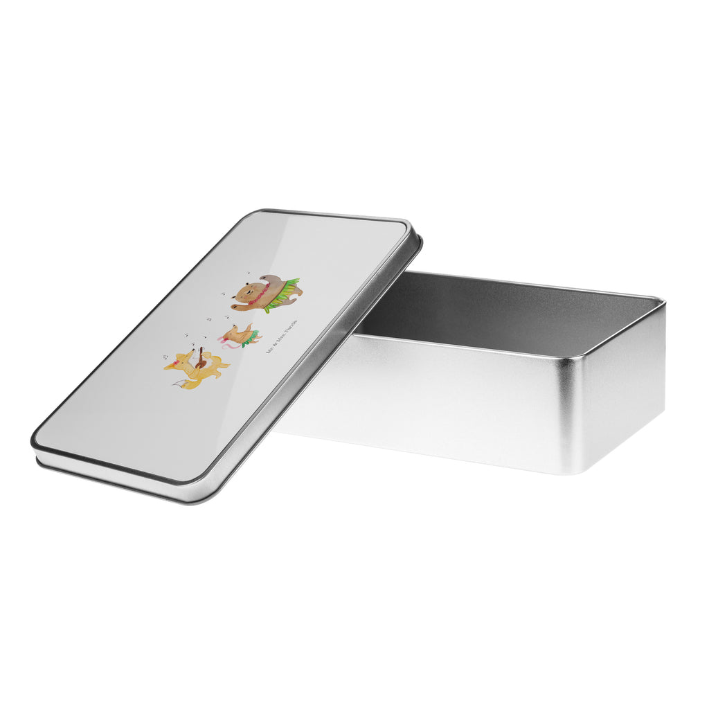 Metalldose rechteckig Waldtiere Aloha Blechdose, Metalldose, Blechbox, Container, Keksdose, Vorratsdose, Vorratsbox, Döschen, Versperbox, Vesperdose, Aufbewahrungsdose, Aufbewahrungsbox, Aluminiumdose, Dose, Tiermotive, Gute Laune, lustige Sprüche, Tiere, Wald, Waldtiere, Musik, Aloha, Bär, Hase, Igel, Tanzen, Leben, Lachen