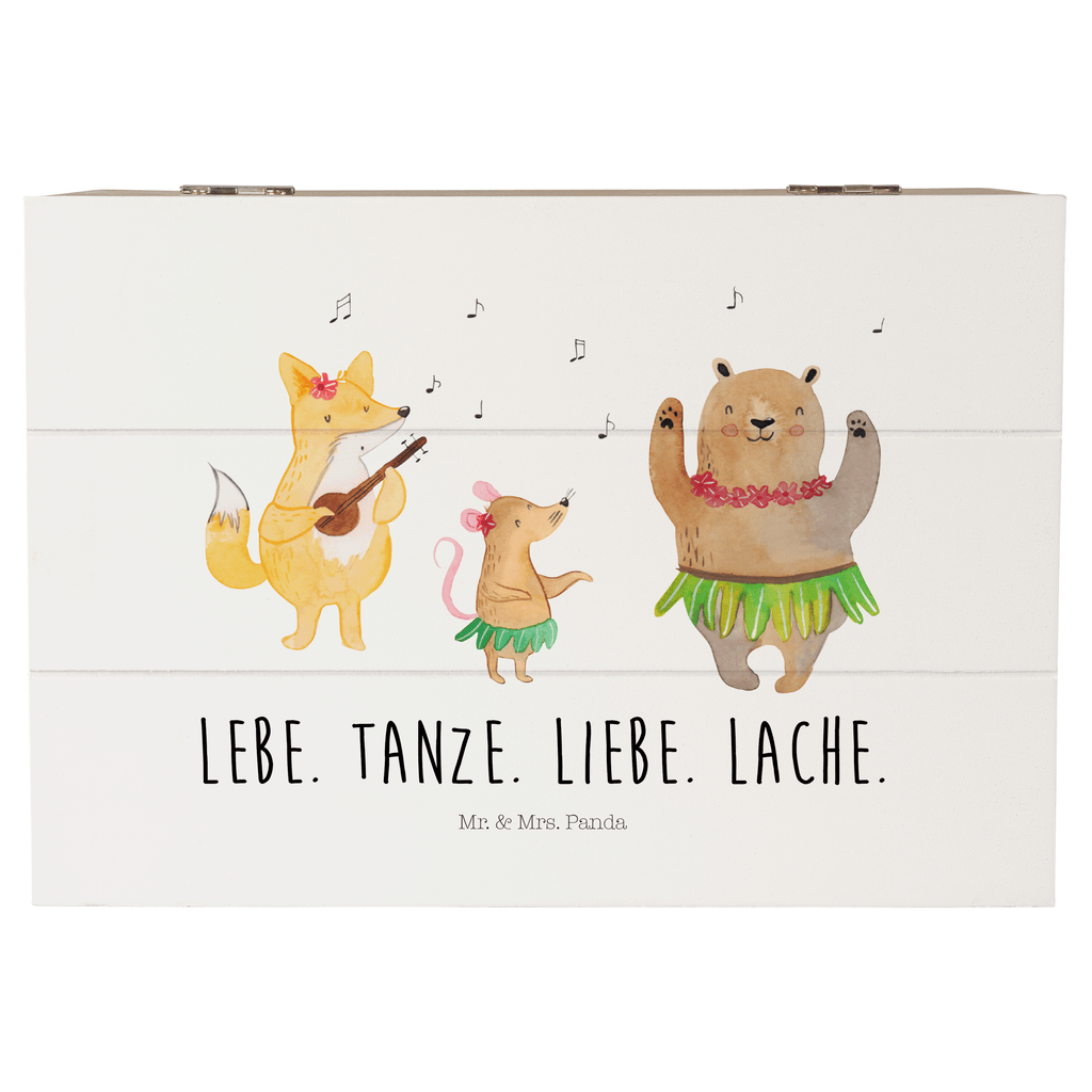 Holzkiste Waldtiere Aloha Holzkiste, Kiste, Schatzkiste, Truhe, Schatulle, XXL, Erinnerungsbox, Erinnerungskiste, Dekokiste, Aufbewahrungsbox, Tiermotive, Gute Laune, lustige Sprüche, Tiere, Wald, Waldtiere, Musik, Aloha, Bär, Hase, Igel, Tanzen, Leben, Lachen