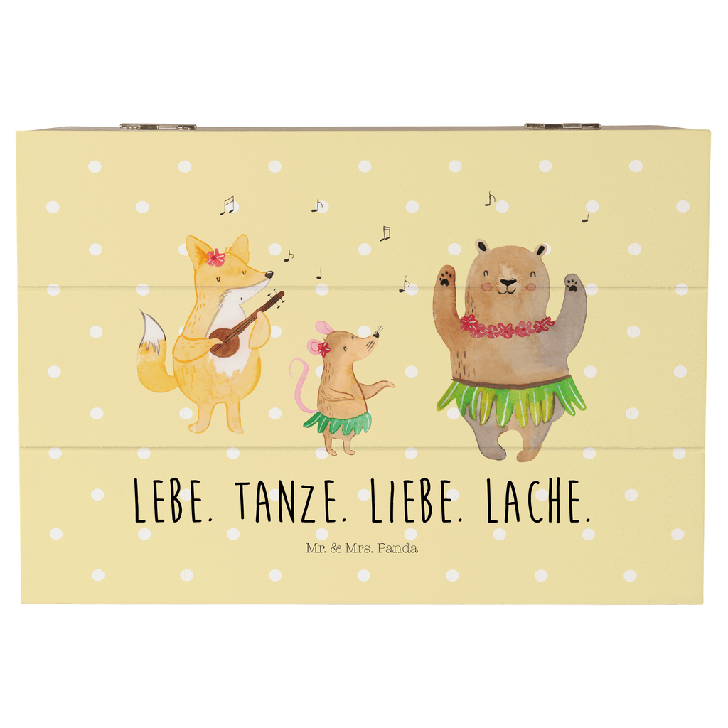 Holzkiste Waldtiere Aloha Holzkiste, Kiste, Schatzkiste, Truhe, Schatulle, XXL, Erinnerungsbox, Erinnerungskiste, Dekokiste, Aufbewahrungsbox, Tiermotive, Gute Laune, lustige Sprüche, Tiere, Wald, Waldtiere, Musik, Aloha, Bär, Hase, Igel, Tanzen, Leben, Lachen