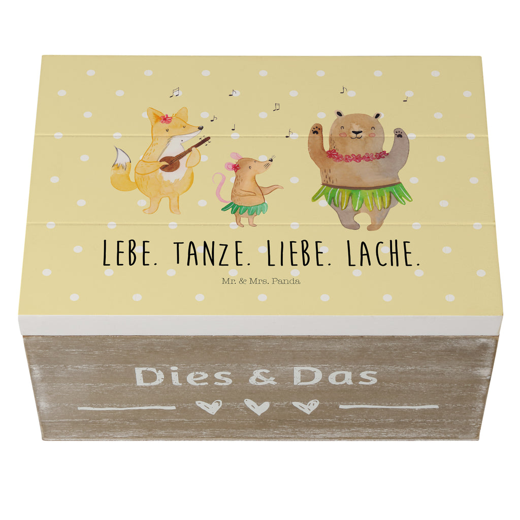 Holzkiste Waldtiere Aloha Holzkiste, Kiste, Schatzkiste, Truhe, Schatulle, XXL, Erinnerungsbox, Erinnerungskiste, Dekokiste, Aufbewahrungsbox, Tiermotive, Gute Laune, lustige Sprüche, Tiere, Wald, Waldtiere, Musik, Aloha, Bär, Hase, Igel, Tanzen, Leben, Lachen
