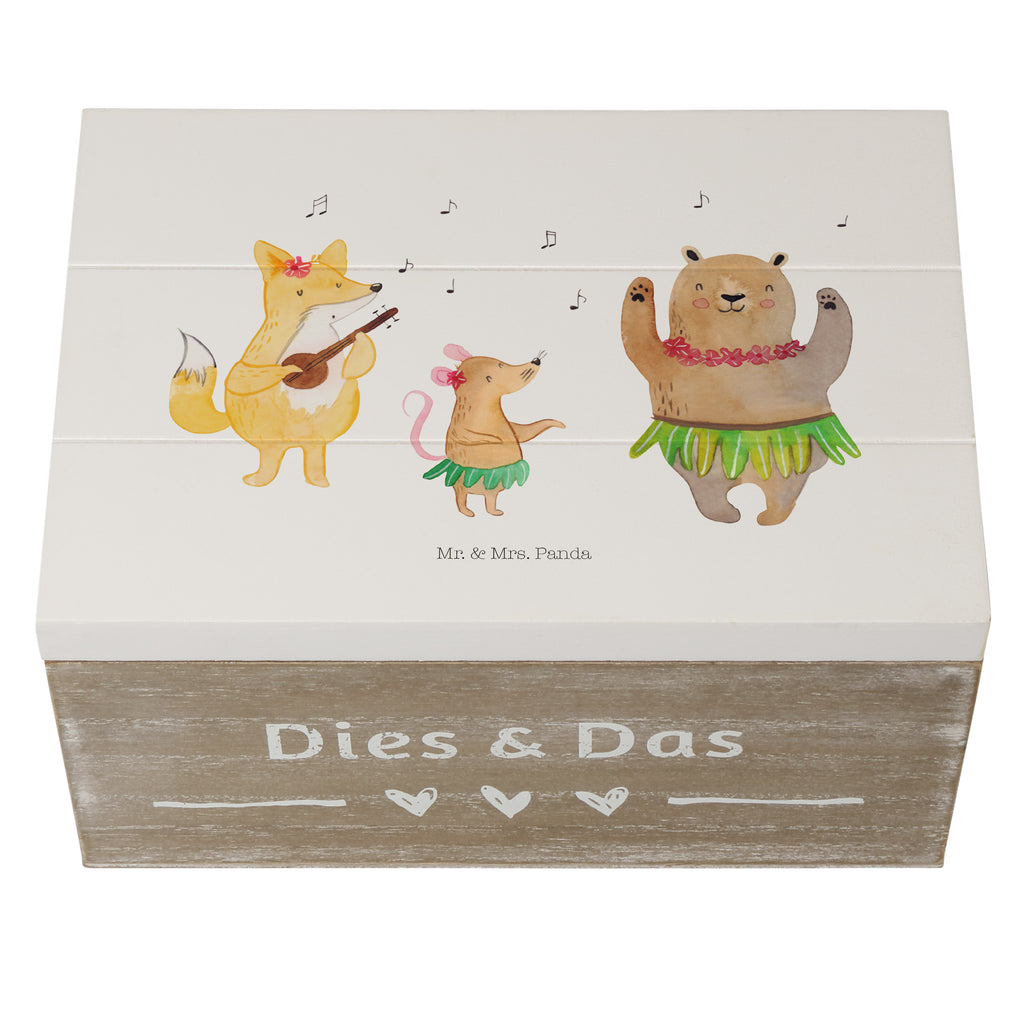 Holzkiste Waldtiere Aloha Holzkiste, Kiste, Schatzkiste, Truhe, Schatulle, XXL, Erinnerungsbox, Erinnerungskiste, Dekokiste, Aufbewahrungsbox, Tiermotive, Gute Laune, lustige Sprüche, Tiere, Wald, Waldtiere, Musik, Aloha, Bär, Hase, Igel, Tanzen, Leben, Lachen