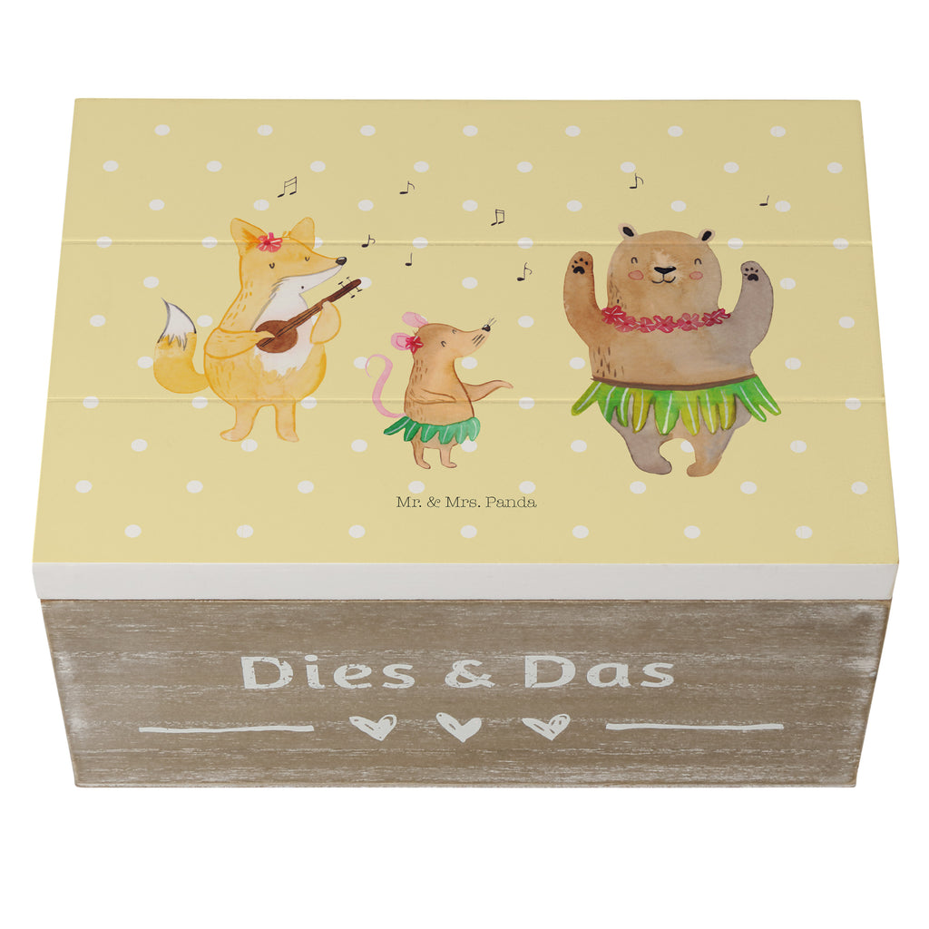 Holzkiste Waldtiere Aloha Holzkiste, Kiste, Schatzkiste, Truhe, Schatulle, XXL, Erinnerungsbox, Erinnerungskiste, Dekokiste, Aufbewahrungsbox, Tiermotive, Gute Laune, lustige Sprüche, Tiere, Wald, Waldtiere, Musik, Aloha, Bär, Hase, Igel, Tanzen, Leben, Lachen