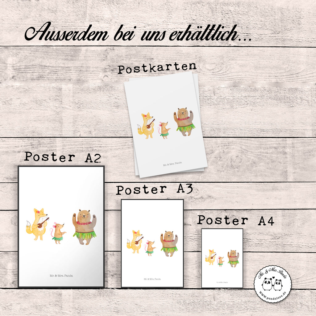 Poster Waldtiere Aloha Poster, Wandposter, Bild, Wanddeko, Küchenposter, Kinderposter, Wanddeko Bild, Raumdekoration, Wanddekoration, Handgemaltes Poster, Mr. & Mrs. Panda Poster, Designposter, Kunstdruck, Posterdruck, Tiermotive, Gute Laune, lustige Sprüche, Tiere, Wald, Waldtiere, Musik, Aloha, Bär, Hase, Igel, Tanzen, Leben, Lachen