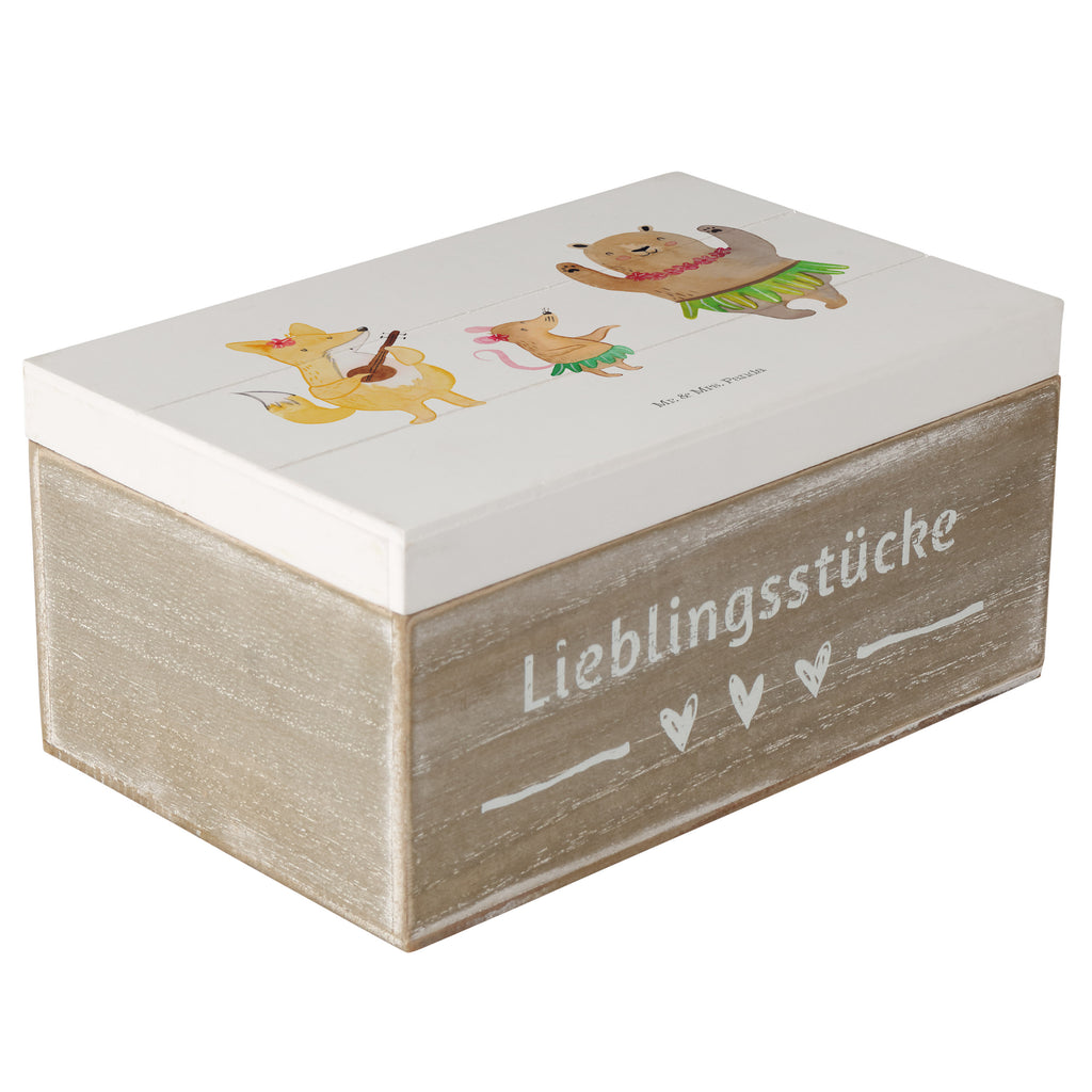 Holzkiste Waldtiere Aloha Holzkiste, Kiste, Schatzkiste, Truhe, Schatulle, XXL, Erinnerungsbox, Erinnerungskiste, Dekokiste, Aufbewahrungsbox, Tiermotive, Gute Laune, lustige Sprüche, Tiere, Wald, Waldtiere, Musik, Aloha, Bär, Hase, Igel, Tanzen, Leben, Lachen