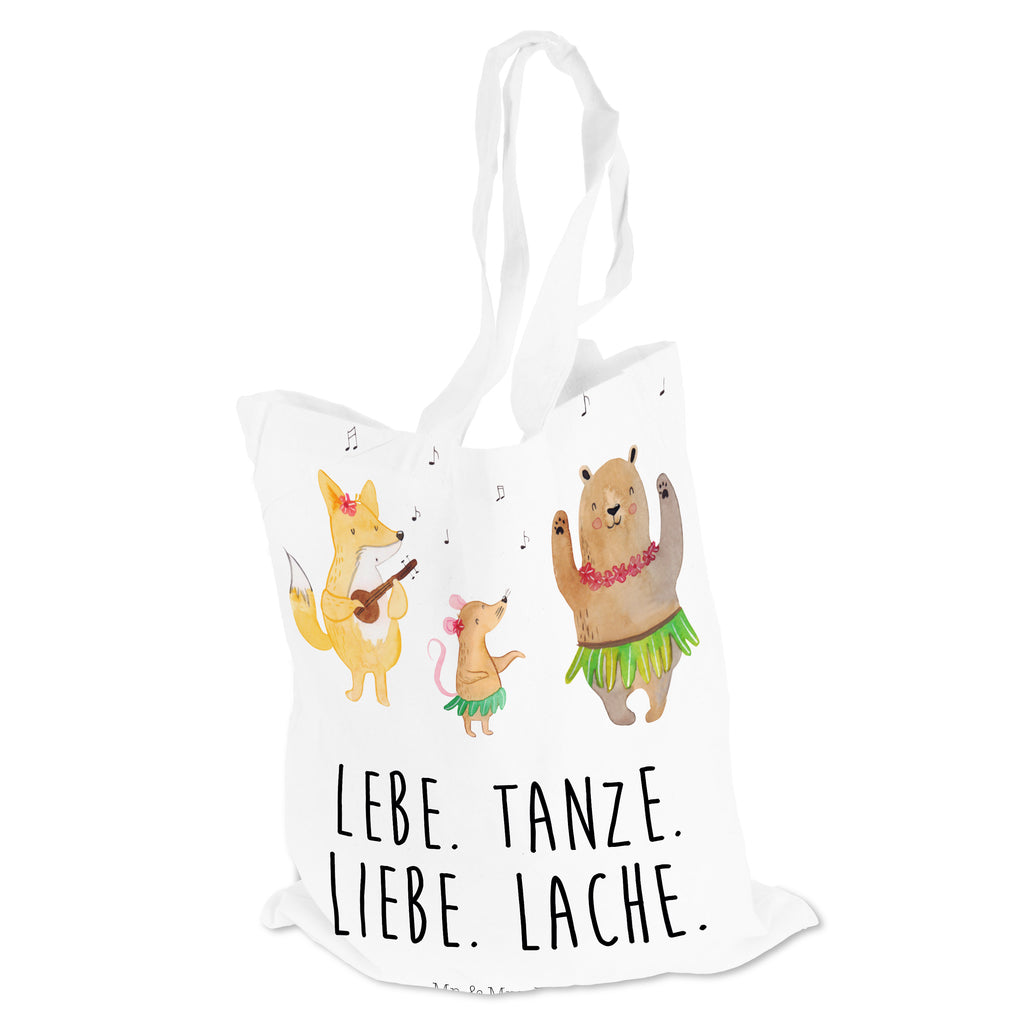 Tragetasche Waldtiere Aloha Beuteltasche, Beutel, Einkaufstasche, Jutebeutel, Stoffbeutel, Tiermotive, Gute Laune, lustige Sprüche, Tiere, Wald, Waldtiere, Musik, Aloha, Bär, Hase, Igel, Tanzen, Leben, Lachen