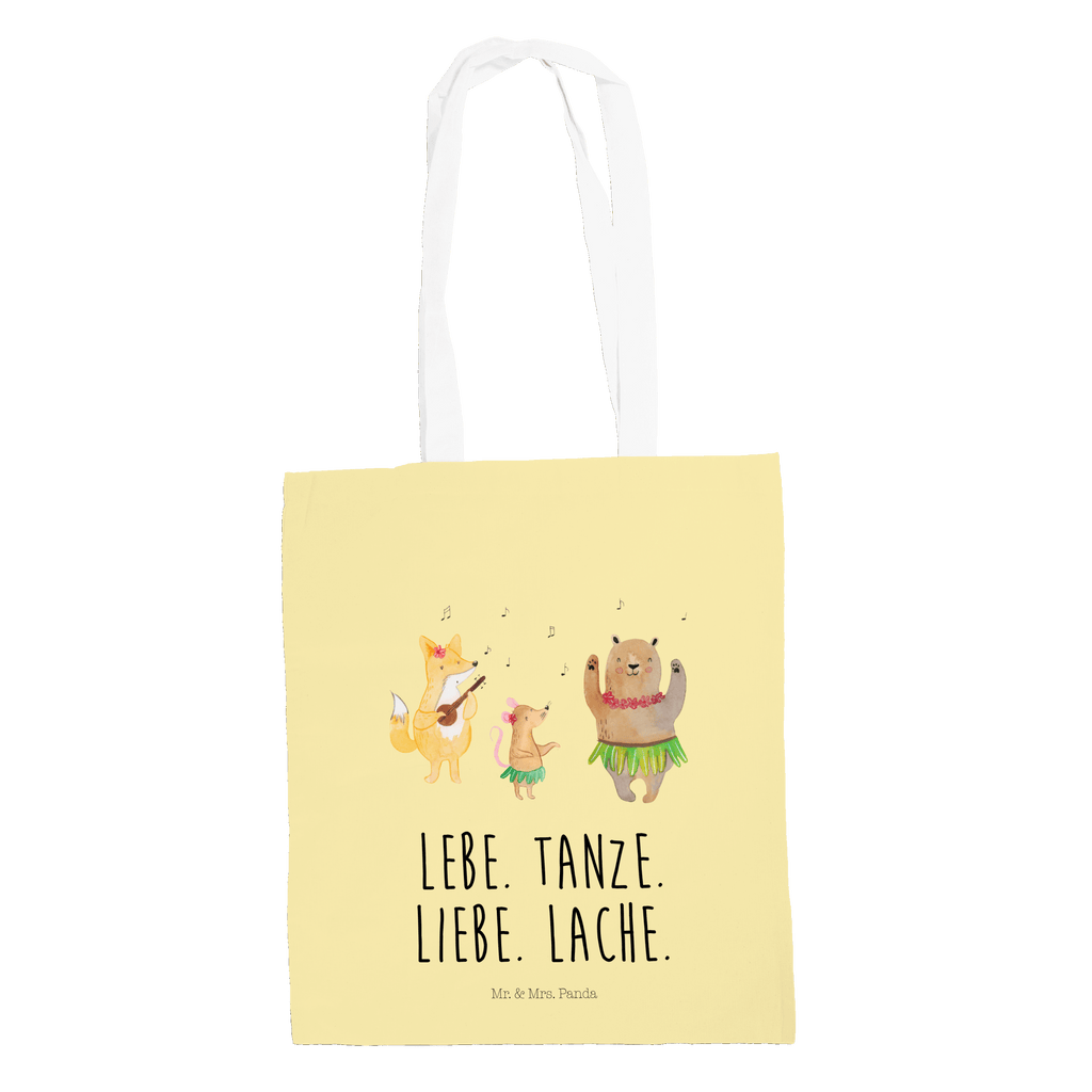 Tragetasche Waldtiere Aloha Beuteltasche, Beutel, Einkaufstasche, Jutebeutel, Stoffbeutel, Tiermotive, Gute Laune, lustige Sprüche, Tiere, Wald, Waldtiere, Musik, Aloha, Bär, Hase, Igel, Tanzen, Leben, Lachen