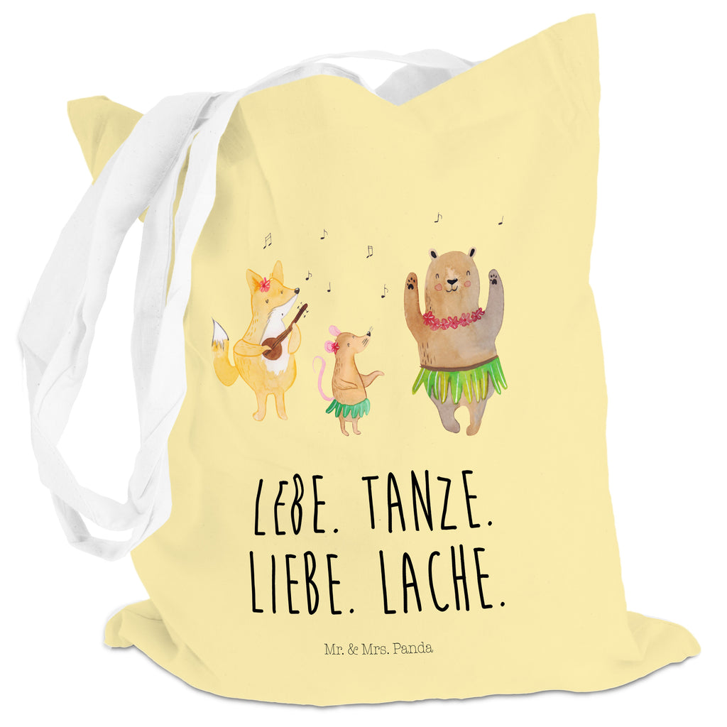 Tragetasche Waldtiere Aloha Beuteltasche, Beutel, Einkaufstasche, Jutebeutel, Stoffbeutel, Tiermotive, Gute Laune, lustige Sprüche, Tiere, Wald, Waldtiere, Musik, Aloha, Bär, Hase, Igel, Tanzen, Leben, Lachen