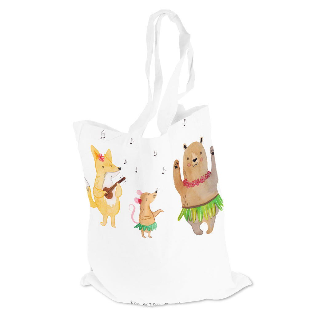 Tragetasche Waldtiere Aloha Beuteltasche, Beutel, Einkaufstasche, Jutebeutel, Stoffbeutel, Tiermotive, Gute Laune, lustige Sprüche, Tiere, Wald, Waldtiere, Musik, Aloha, Bär, Hase, Igel, Tanzen, Leben, Lachen