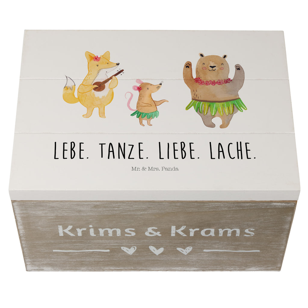 Holzkiste Waldtiere Aloha Holzkiste, Kiste, Schatzkiste, Truhe, Schatulle, XXL, Erinnerungsbox, Erinnerungskiste, Dekokiste, Aufbewahrungsbox, Tiermotive, Gute Laune, lustige Sprüche, Tiere, Wald, Waldtiere, Musik, Aloha, Bär, Hase, Igel, Tanzen, Leben, Lachen