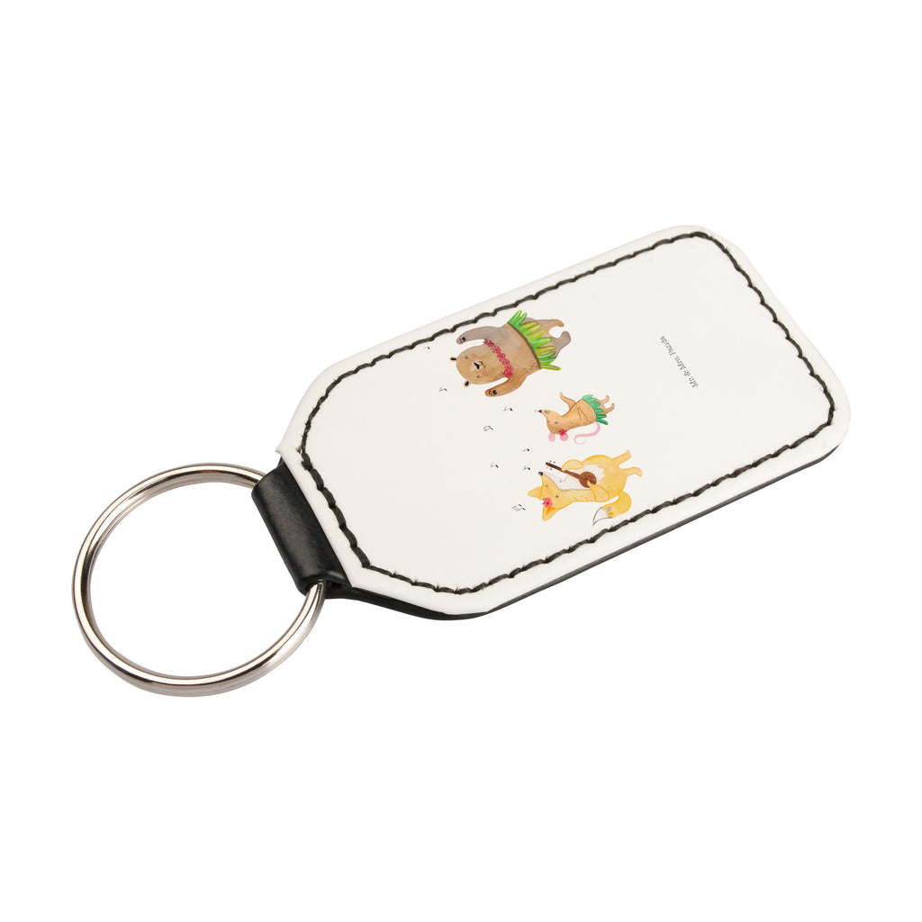 Rechteckig Schlüsselanhänger Waldtiere Aloha Schlüsselanhänger, Anhänger, Taschenanhänger, Glücksbringer, Schutzengel, Tiermotive, Gute Laune, lustige Sprüche, Tiere, Wald, Waldtiere, Musik, Aloha, Bär, Hase, Igel, Tanzen, Leben, Lachen