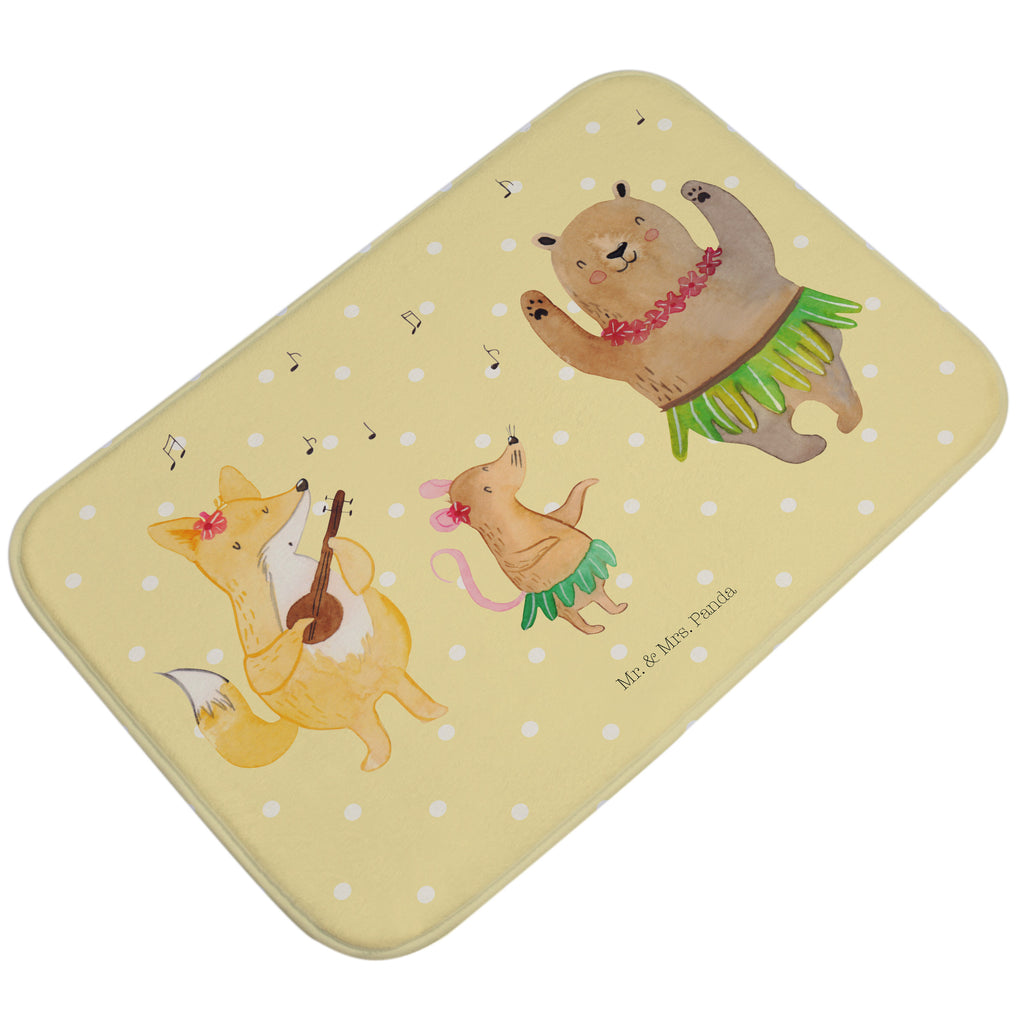 Badvorleger Waldtiere Aloha Badematte, Badteppich, Duschvorleger, Badezimmerteppich, Badezimmermatte, Badvorleger, Duschmatte, Duschteppich, Tiermotive, Gute Laune, lustige Sprüche, Tiere, Wald, Waldtiere, Musik, Aloha, Bär, Hase, Igel, Tanzen, Leben, Lachen