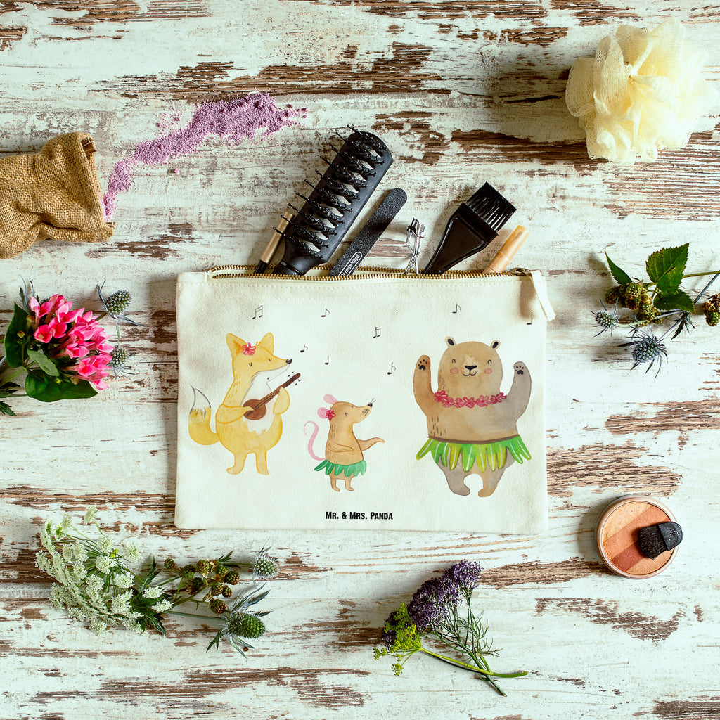 Schminktasche Waldtiere Aloha Schminktasche, Kosmetiktasche, Kosmetikbeutel, Stiftemäppchen, Etui, Federmappe, Makeup, XXL, Schminketui, Kosmetiketui, Schlamperetui, Tiermotive, Gute Laune, lustige Sprüche, Tiere, Wald, Waldtiere, Musik, Aloha, Bär, Hase, Igel, Tanzen, Leben, Lachen