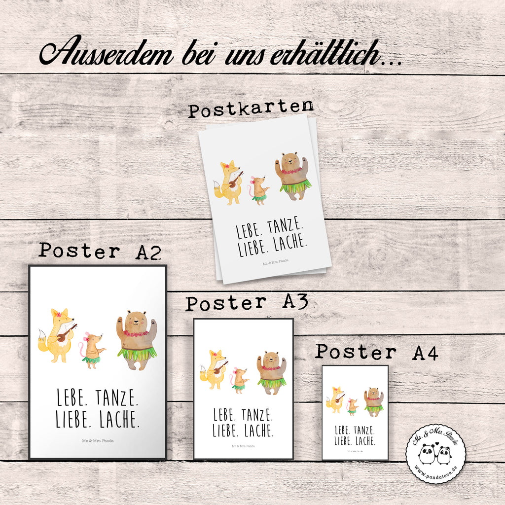 Poster Waldtiere Aloha Poster, Wandposter, Bild, Wanddeko, Küchenposter, Kinderposter, Wanddeko Bild, Raumdekoration, Wanddekoration, Handgemaltes Poster, Mr. & Mrs. Panda Poster, Designposter, Kunstdruck, Posterdruck, Tiermotive, Gute Laune, lustige Sprüche, Tiere, Wald, Waldtiere, Musik, Aloha, Bär, Hase, Igel, Tanzen, Leben, Lachen