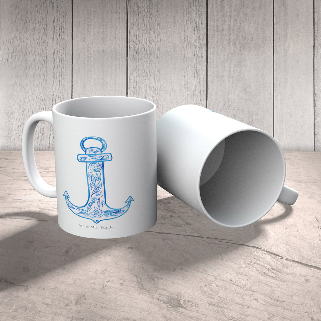 Tasse Anker Blau  Becher, Kaffeetasse, Kaffeebecher, Tee, Frühstück, Büro  süße Tiermotive, gute Laune, lustige Sprüche, Tiere