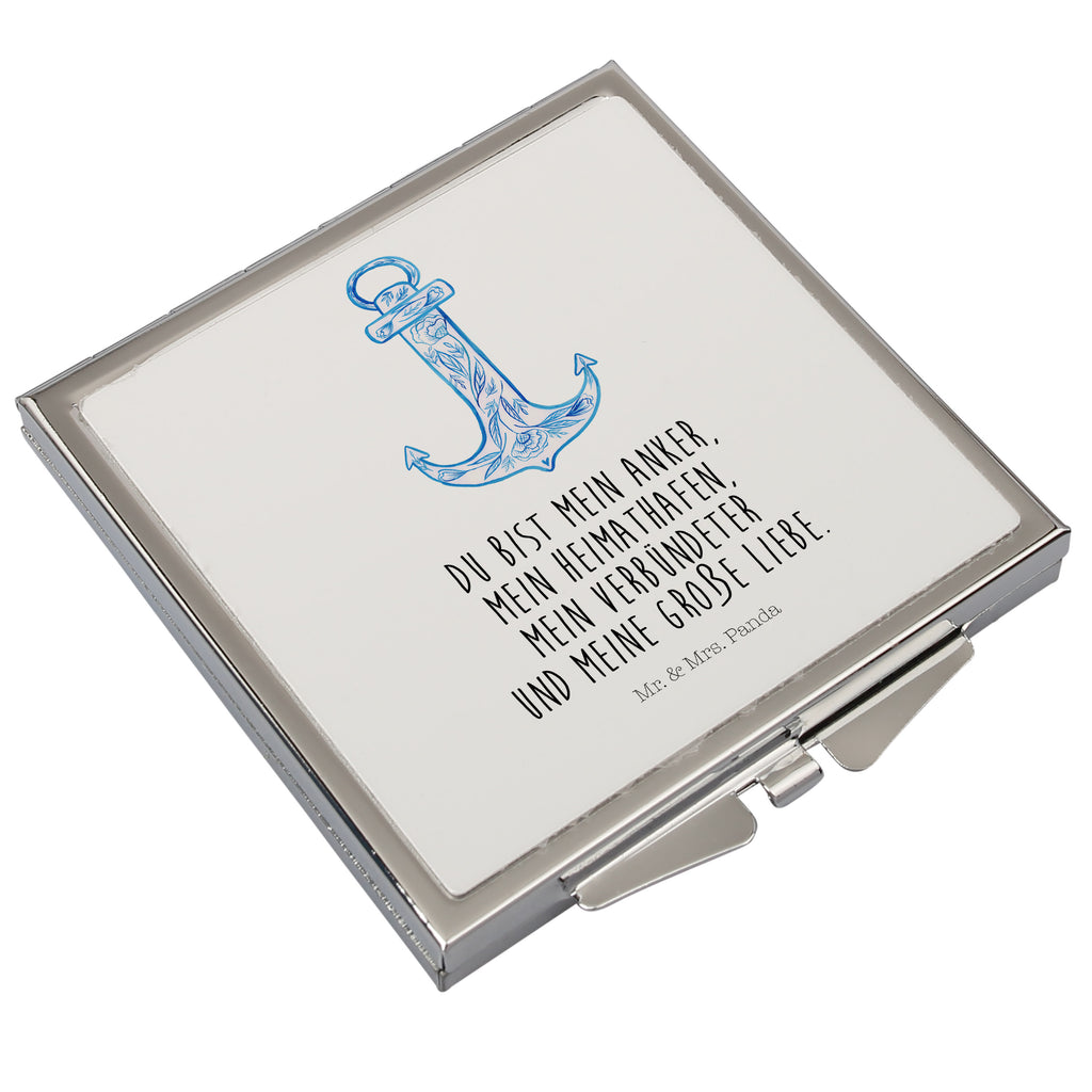 Handtaschenspiegel quadratisch Anker Blau Spiegel, Handtasche, Quadrat, silber, schminken, Schminkspiegel, Tiermotive, Gute Laune, lustige Sprüche, Tiere