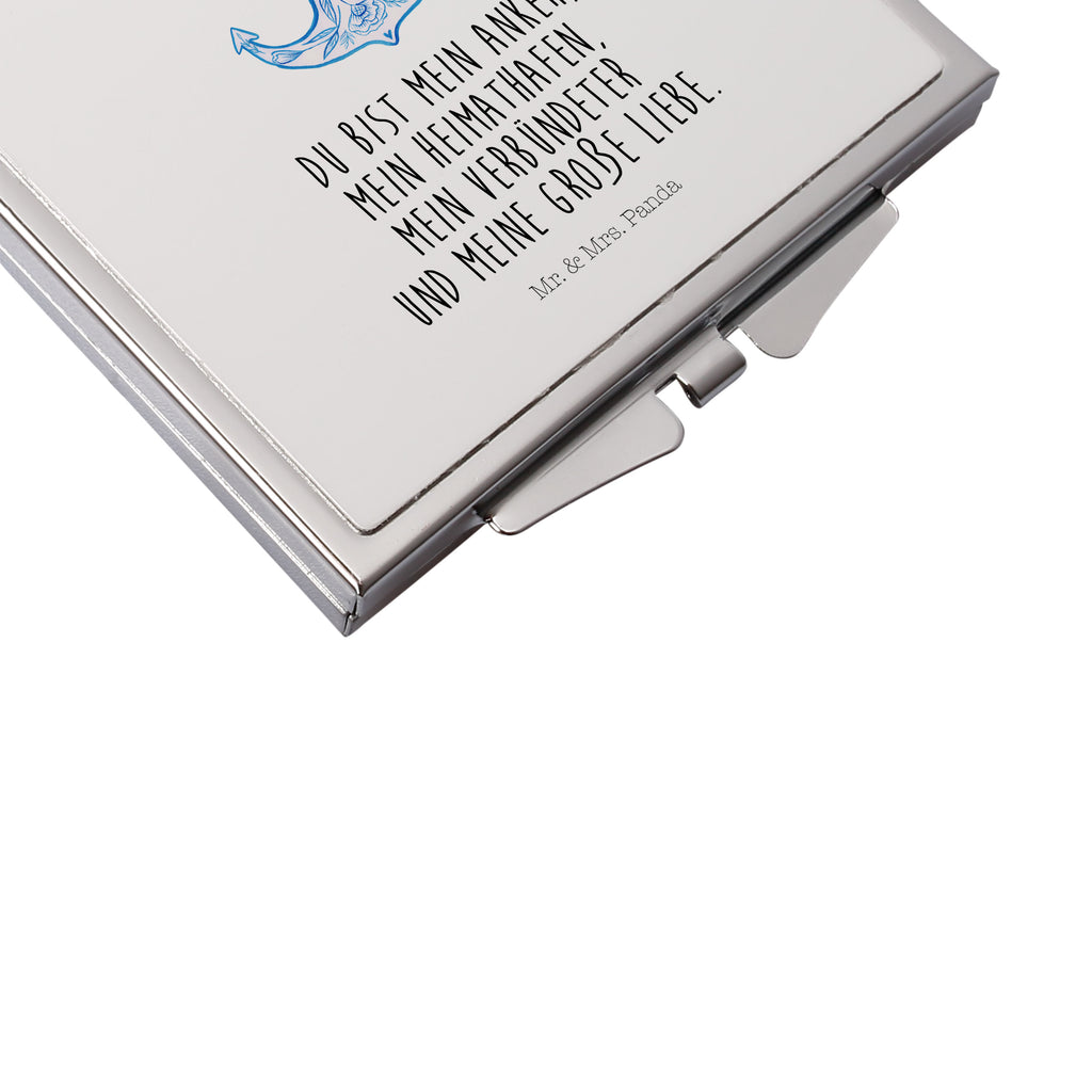 Handtaschenspiegel quadratisch Anker Blau Spiegel, Handtasche, Quadrat, silber, schminken, Schminkspiegel, Tiermotive, Gute Laune, lustige Sprüche, Tiere