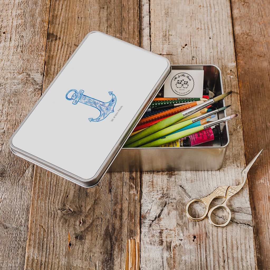 Metalldose rechteckig Anker Blau Blechdose, Metalldose, Blechbox, Container, Keksdose, Vorratsdose, Vorratsbox, Döschen, Versperbox, Vesperdose, Aufbewahrungsdose, Aufbewahrungsbox, Aluminiumdose, Dose, Tiermotive, Gute Laune, lustige Sprüche, Tiere